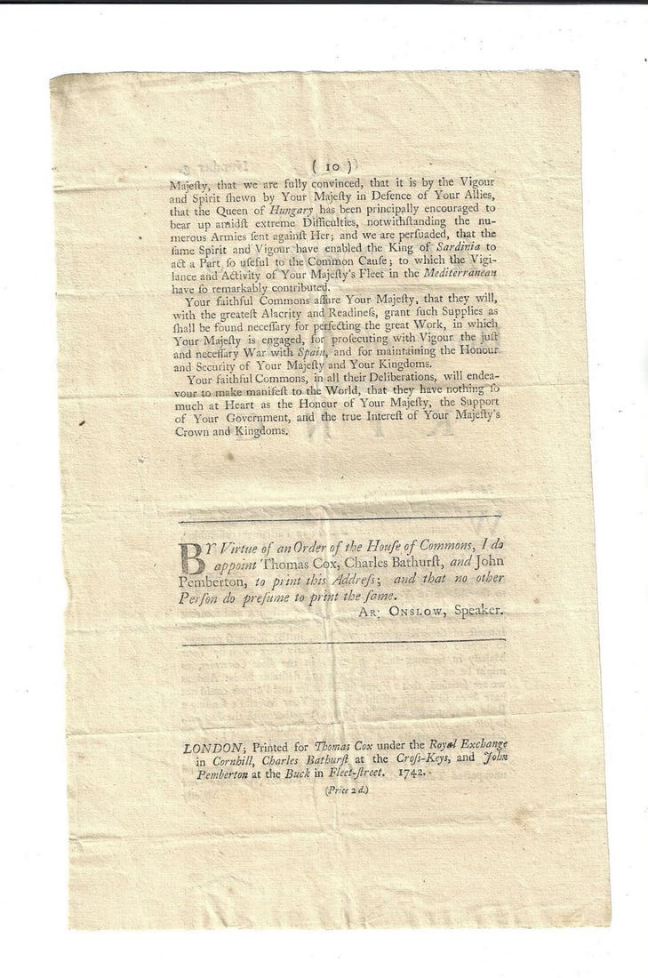 1742 English Address to King Austria Hungary - 2