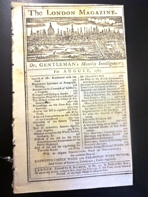 1767 Magazine Folding Plan London - 2