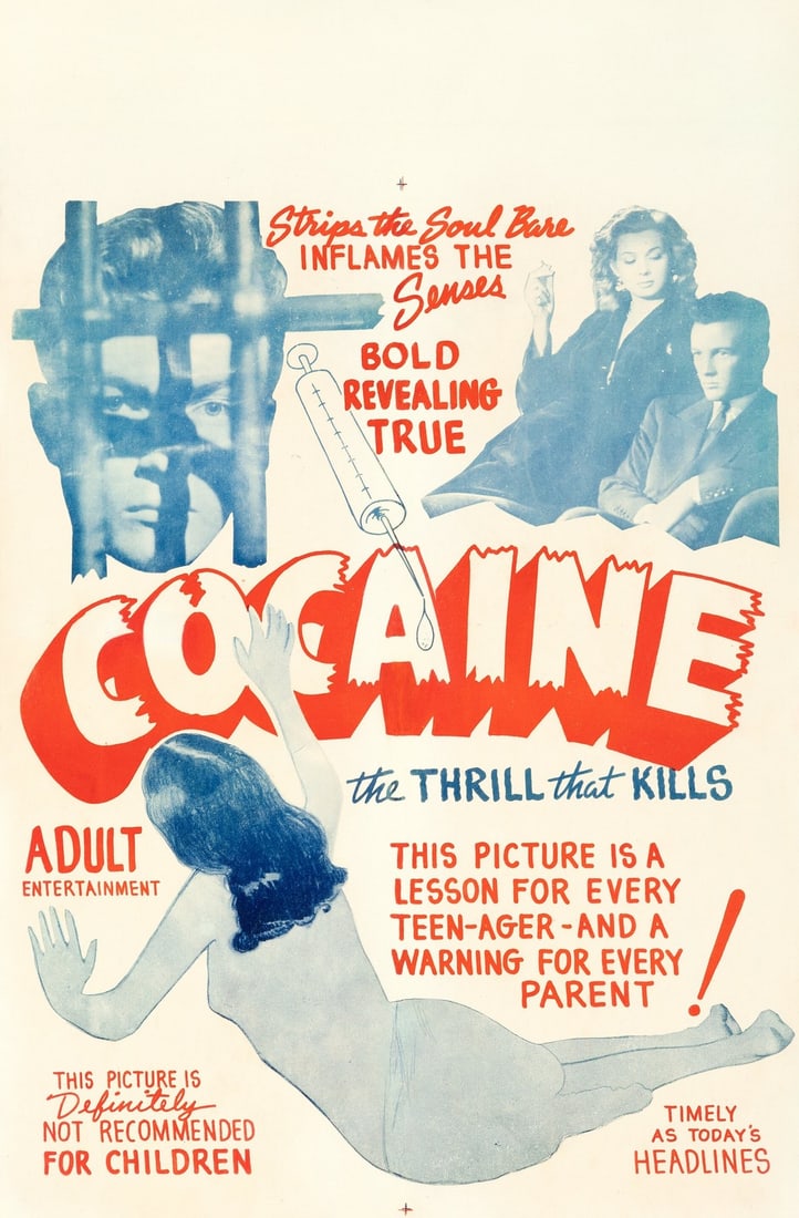 COCAINE THE THRILL THAT KILLS WINDOW CARD PRINT: Title: COCAINE THE THRILL THAT KILLS WINDOW CARD PRINT Description: Cocaine the thrill that kills window card print on board measuring at 14x22 inches Dimensions: 14x22" Reserve: $60.00 