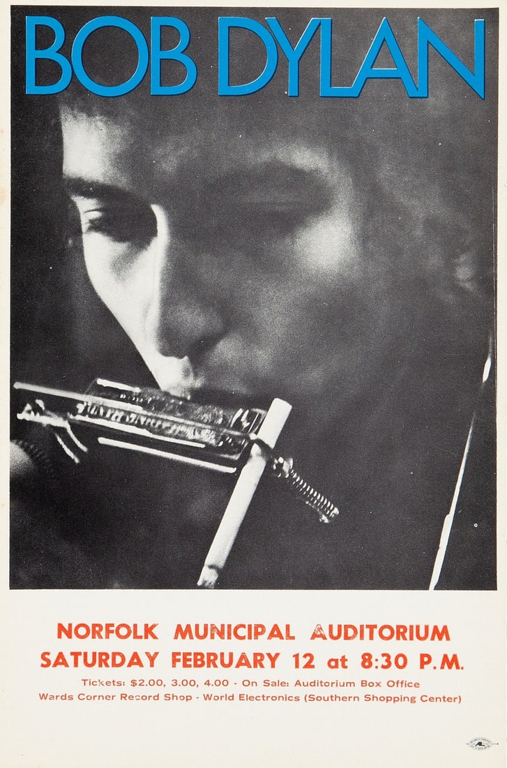 BOB DYLAN CONCERT HANDBILL PRINT: Title: BOB DYLAN CONCERT HANDBILL PRINT Description: Bob Dylan Concert Handbill Print professionaly mounted onto conservation board measuring at 6x9 inches Dimensions: 6x9" Reserve: $60.00 Shipping: D