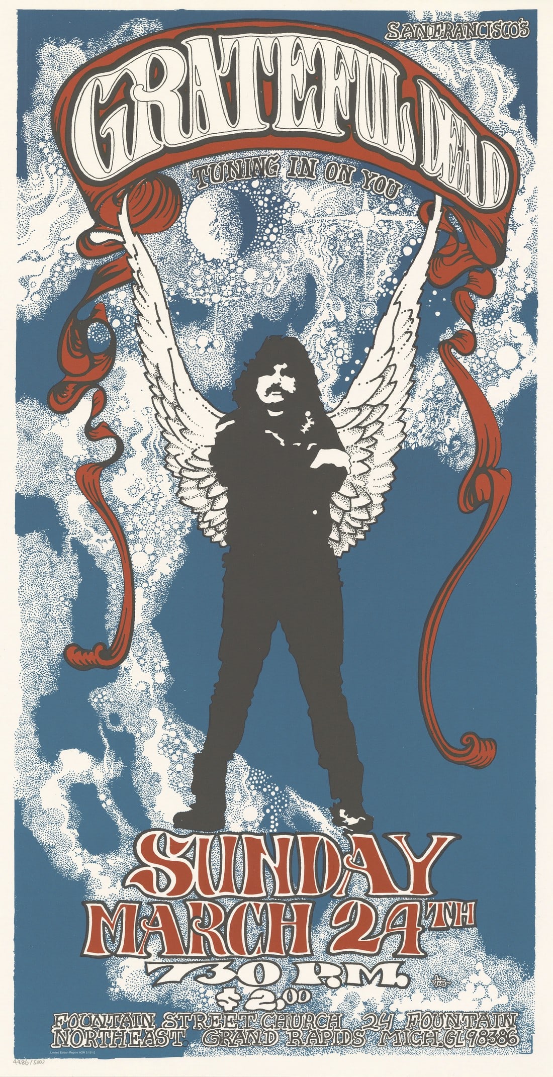 GRATEFUL DEAD SAN FRANSISCO POSTER: Title: GRATEFUL DEAD SAN FRANSISCO POSTER Description: Grateful Dead San Fransisco Poster professionaly mounted onto conservation board measuring at 14x27.25 inches Dimensions: 14x27.25" Reserve: