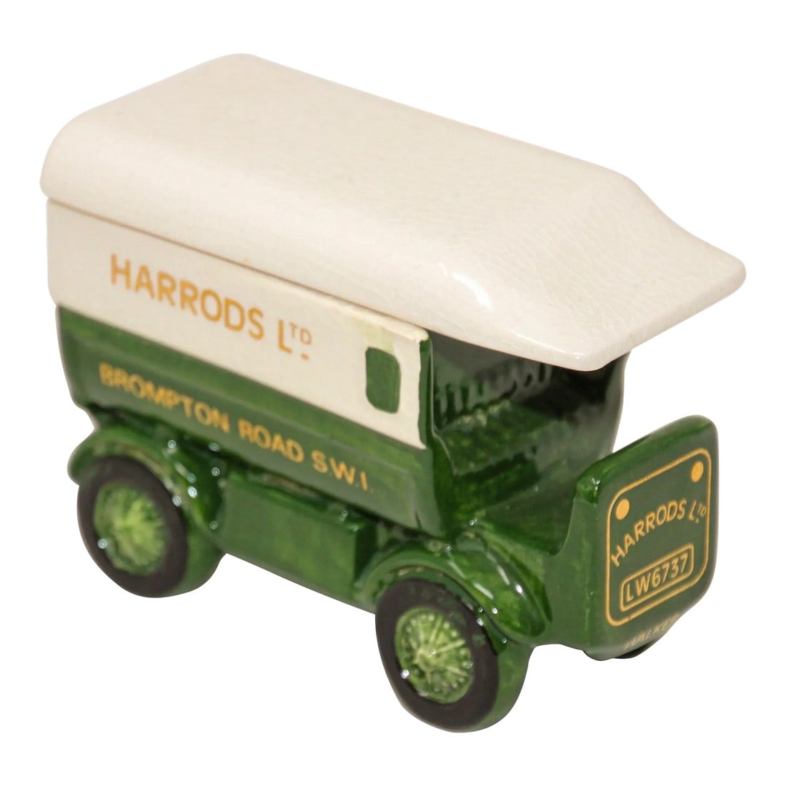 Harrods Porcelain Delivery Truck Lidded Tea Caddy Box London Pottery England (1 of 9)