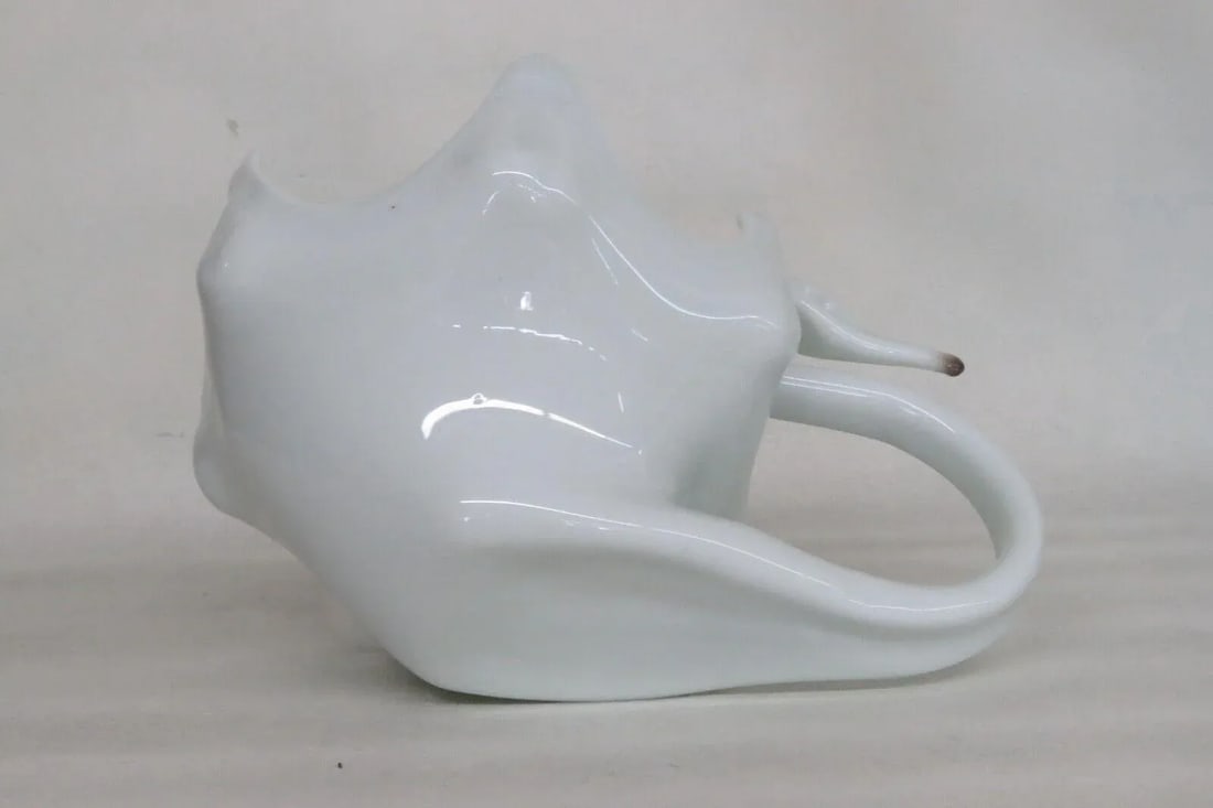 Mid Century Murano Style Hand Blown White Glass Swan Centerpiece Dish - 10