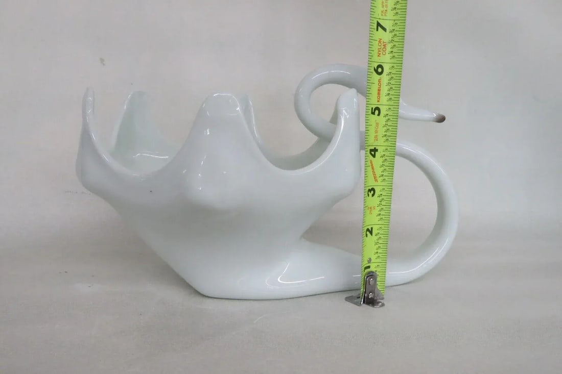Mid Century Murano Style Hand Blown White Glass Swan Centerpiece Dish - 5