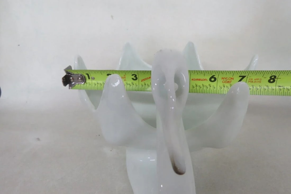 Mid Century Murano Style Hand Blown White Glass Swan Centerpiece Dish - 6
