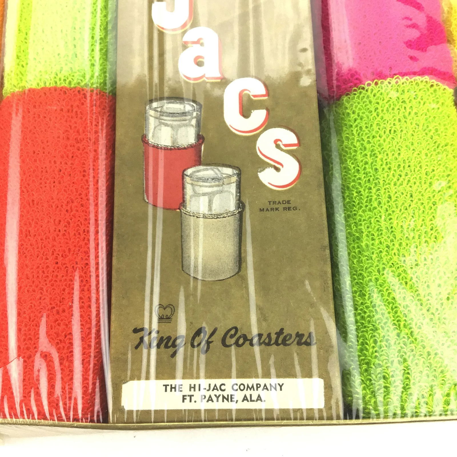 Mid Century Bright Colorful Set of Stretchy Fabric Coasters - 2