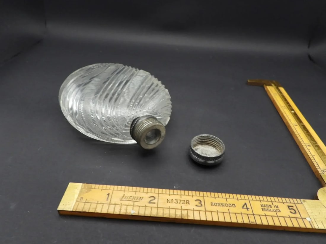 Antique Silver Cut Crystal Glass Perfume Bottle or Liquor Ladie's Flask 1800s - 6