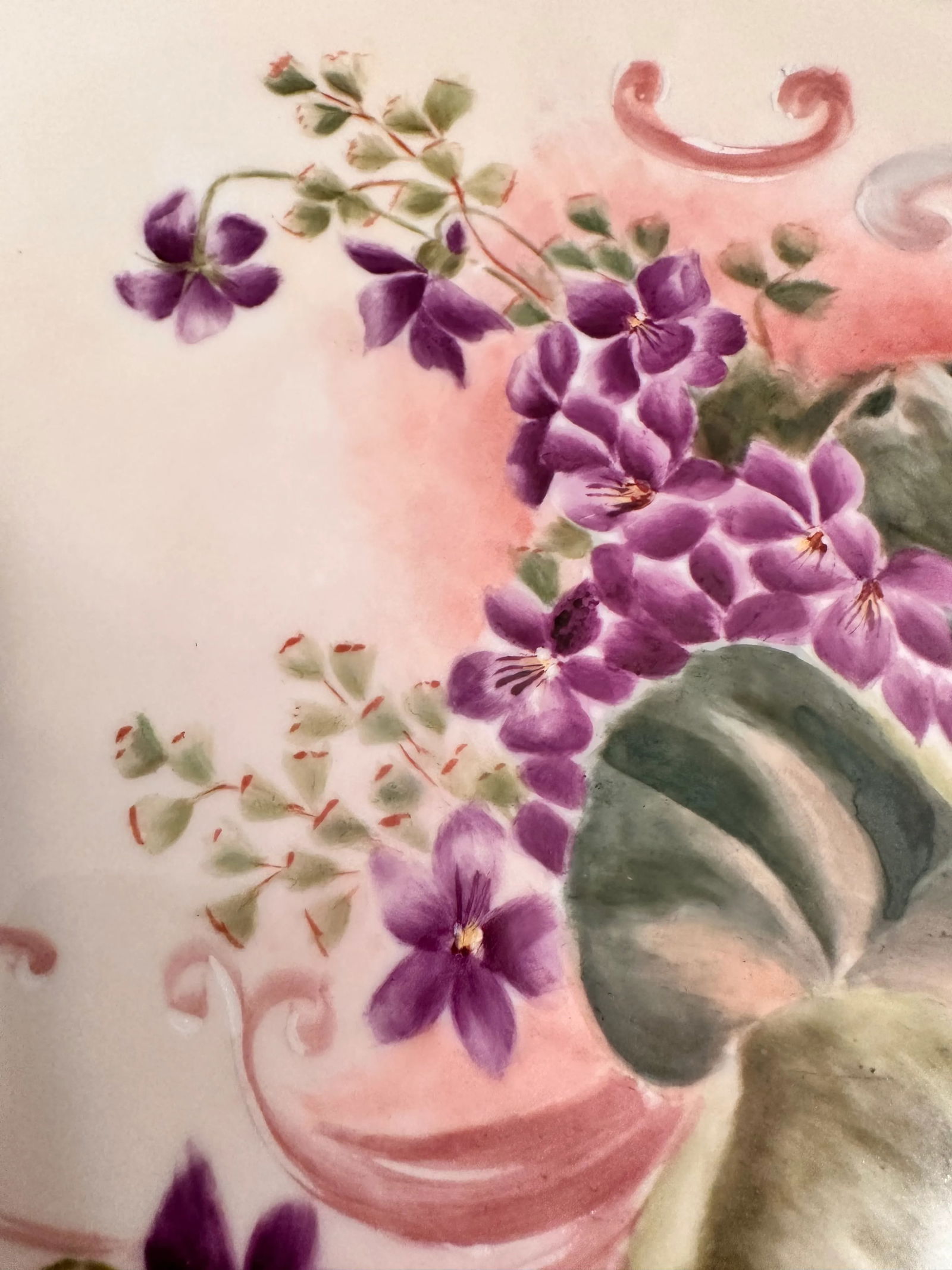 French Antique Limoges Hand Painted Cake Plate Floral Double Handled Porcelain - 7