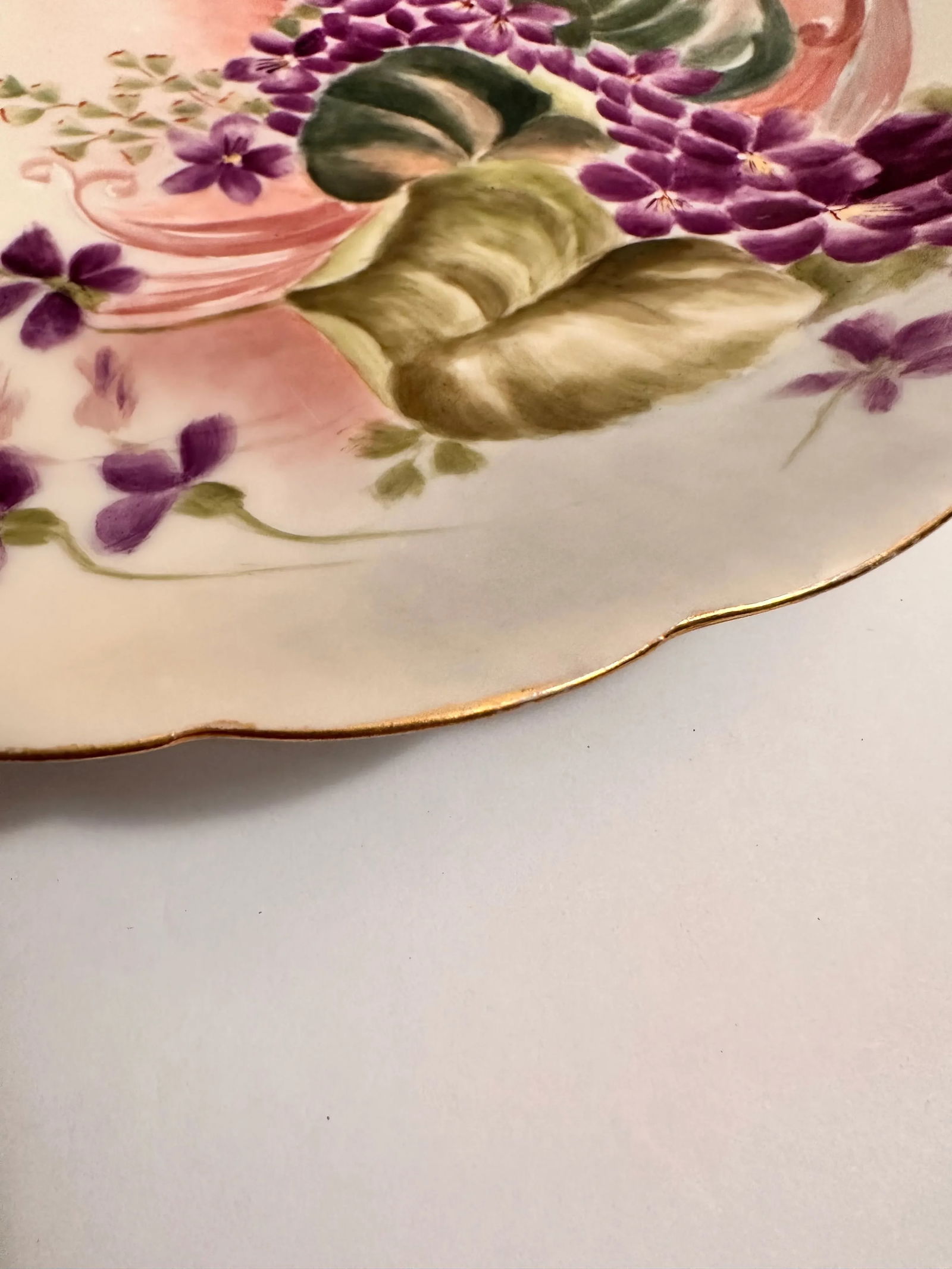 French Antique Limoges Hand Painted Cake Plate Floral Double Handled Porcelain - 8