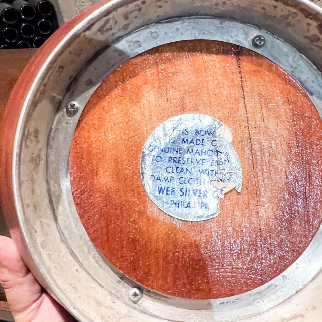 1970s Web Silver Mahogany Wood Bowl Philadelphia - 8