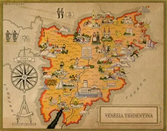 1940s, Triveneto Italian Regional Map (Trento), Original Lithograph Map, Italy - 2