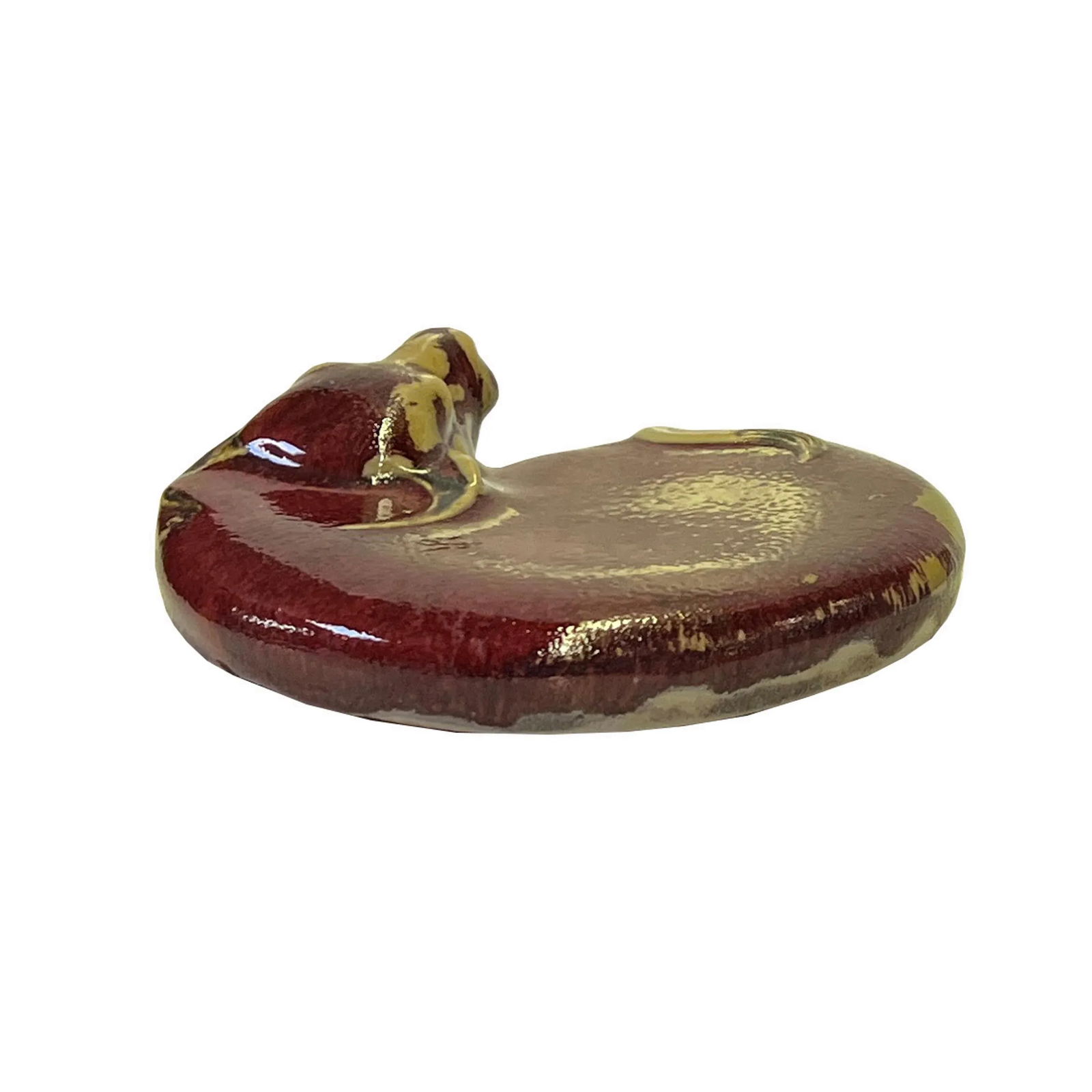 Chinese Ceramic Clay Oxblood Red Flat Ox Cow Shape Art Figure - 3