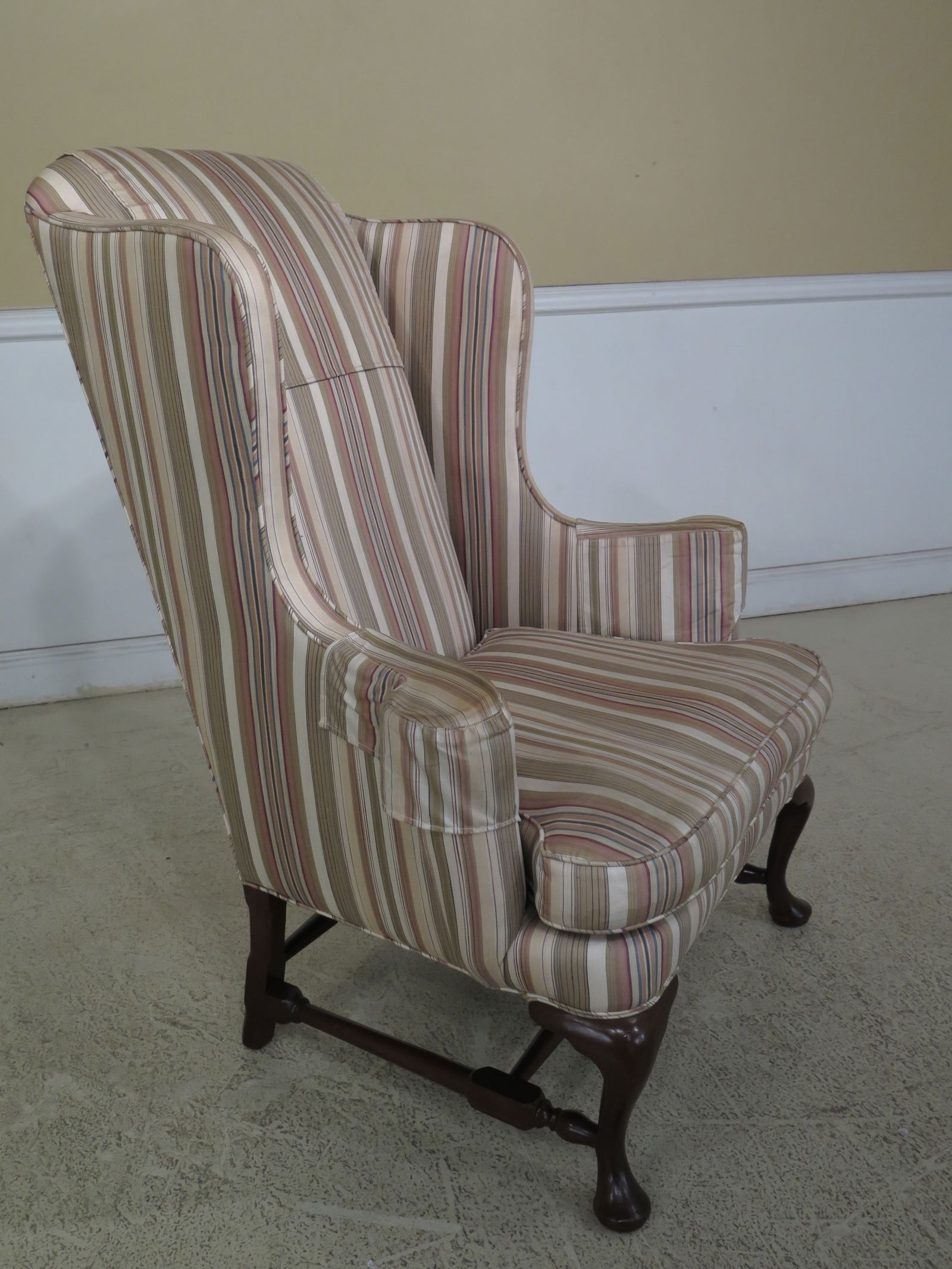 Queen Anne Stretcher Base Mahogany Wing Chair - 4