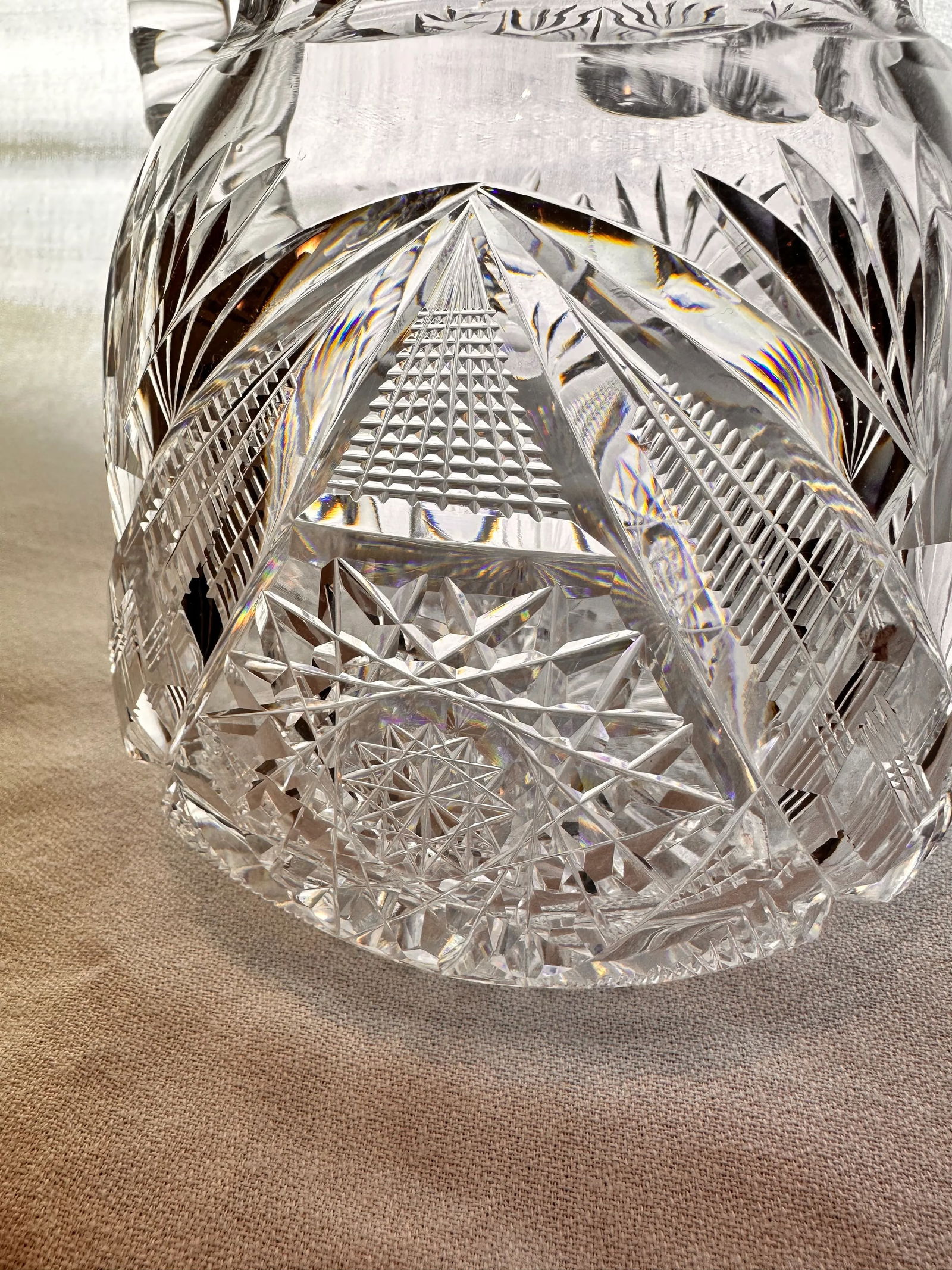 Antique Libbey With Hawkes American Brilliant Period Crystal Pitcher Tumbler Glassware Set of 9 - 2