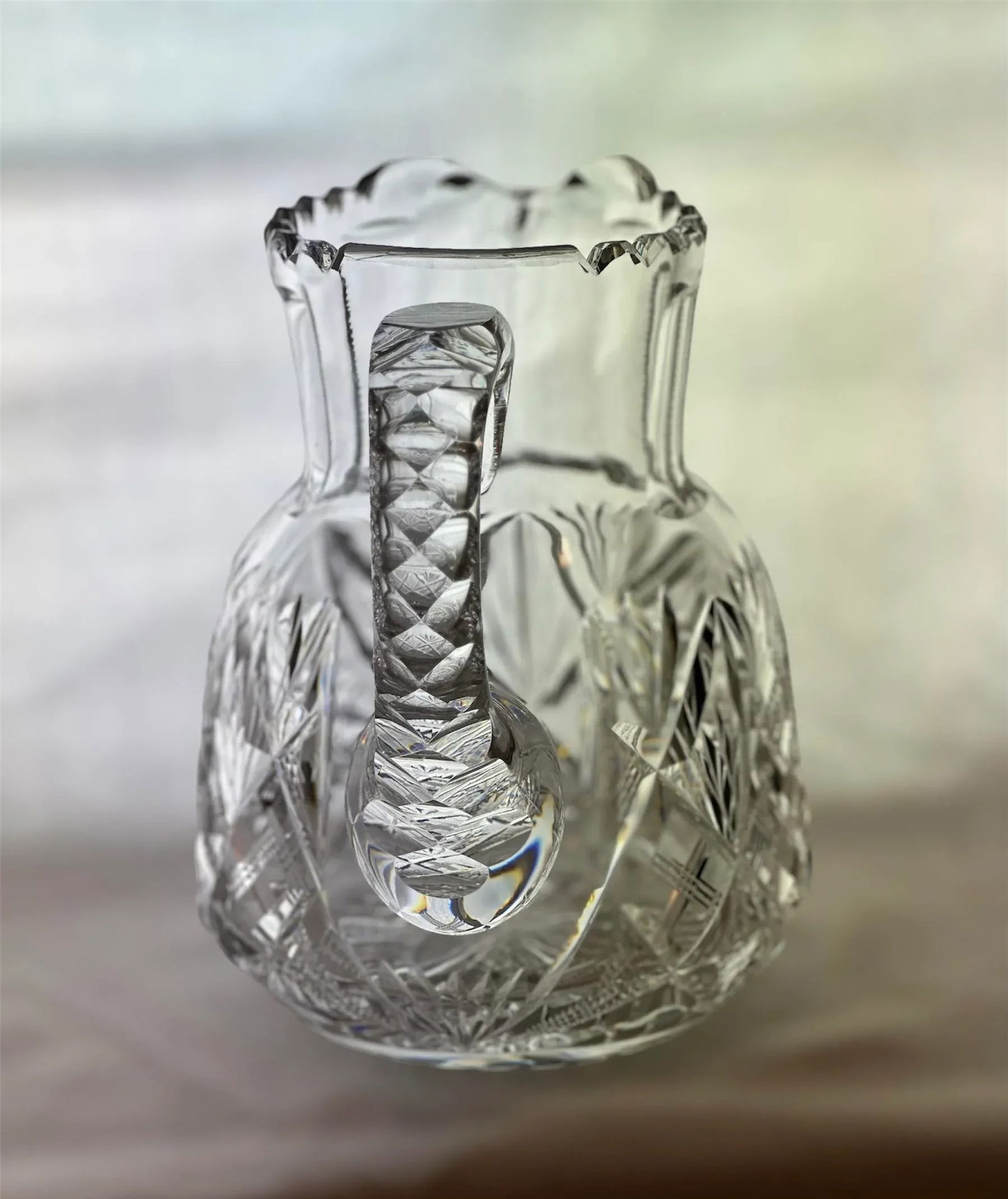 Antique Libbey With Hawkes American Brilliant Period Crystal Pitcher Tumbler Glassware Set of 9 - 5