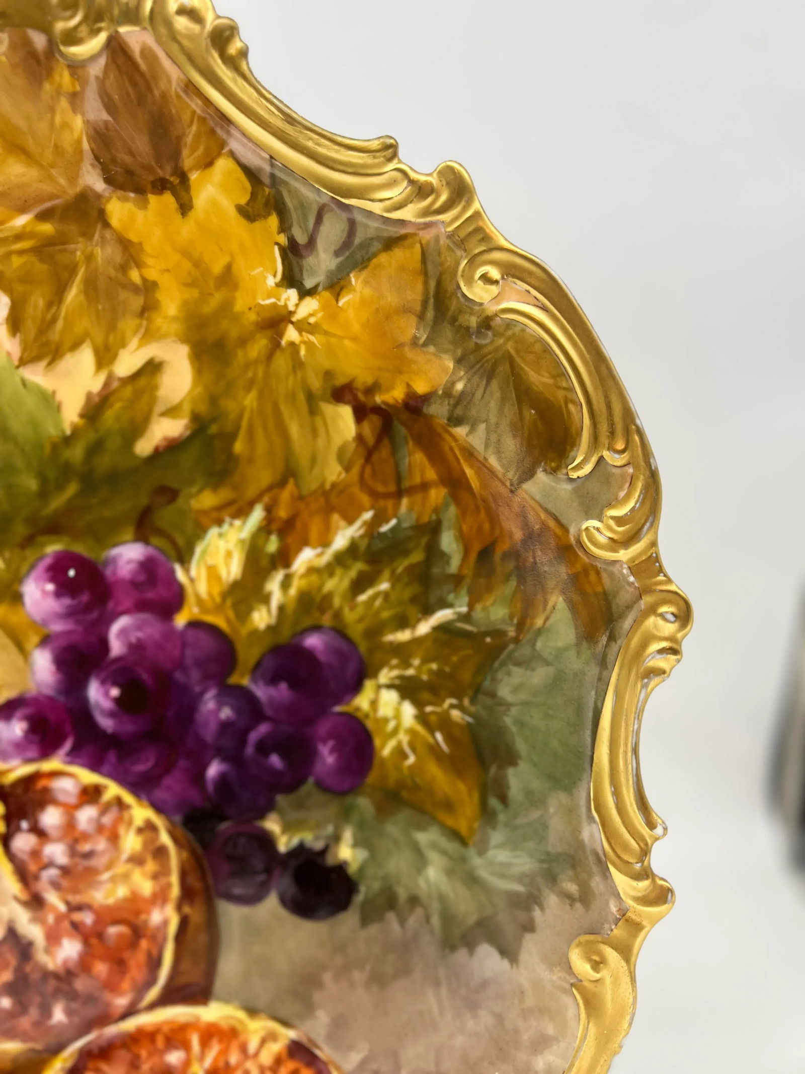 Large Antique Limoges Hand Painted Holy Fruit Porcelain Platter Signed Dubois - 7