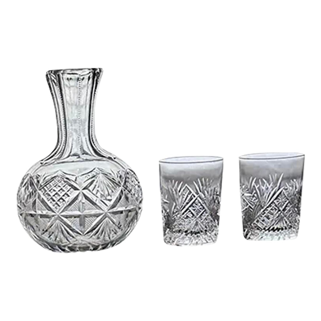 Circa 1899 Bergen Glass "Beverley' American Brilliant Period Cut Crystal Carafe and Tumblers Set (1 of 11)