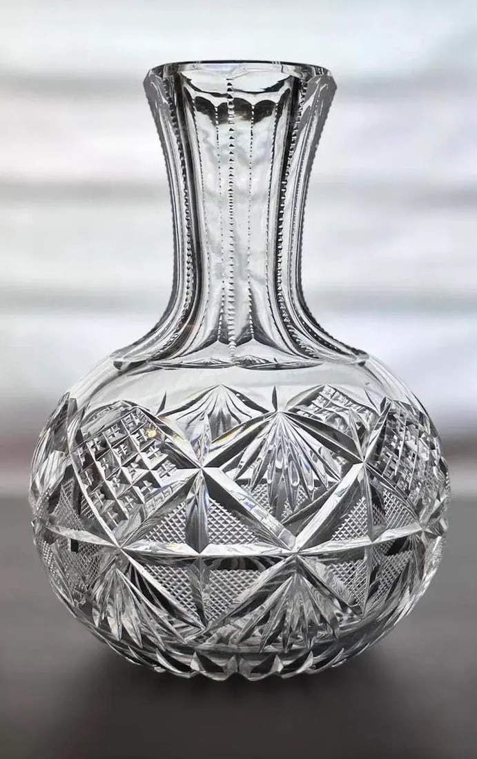 Circa 1899 Bergen Glass "Beverley' American Brilliant Period Cut Crystal Carafe and Tumblers Set - 4