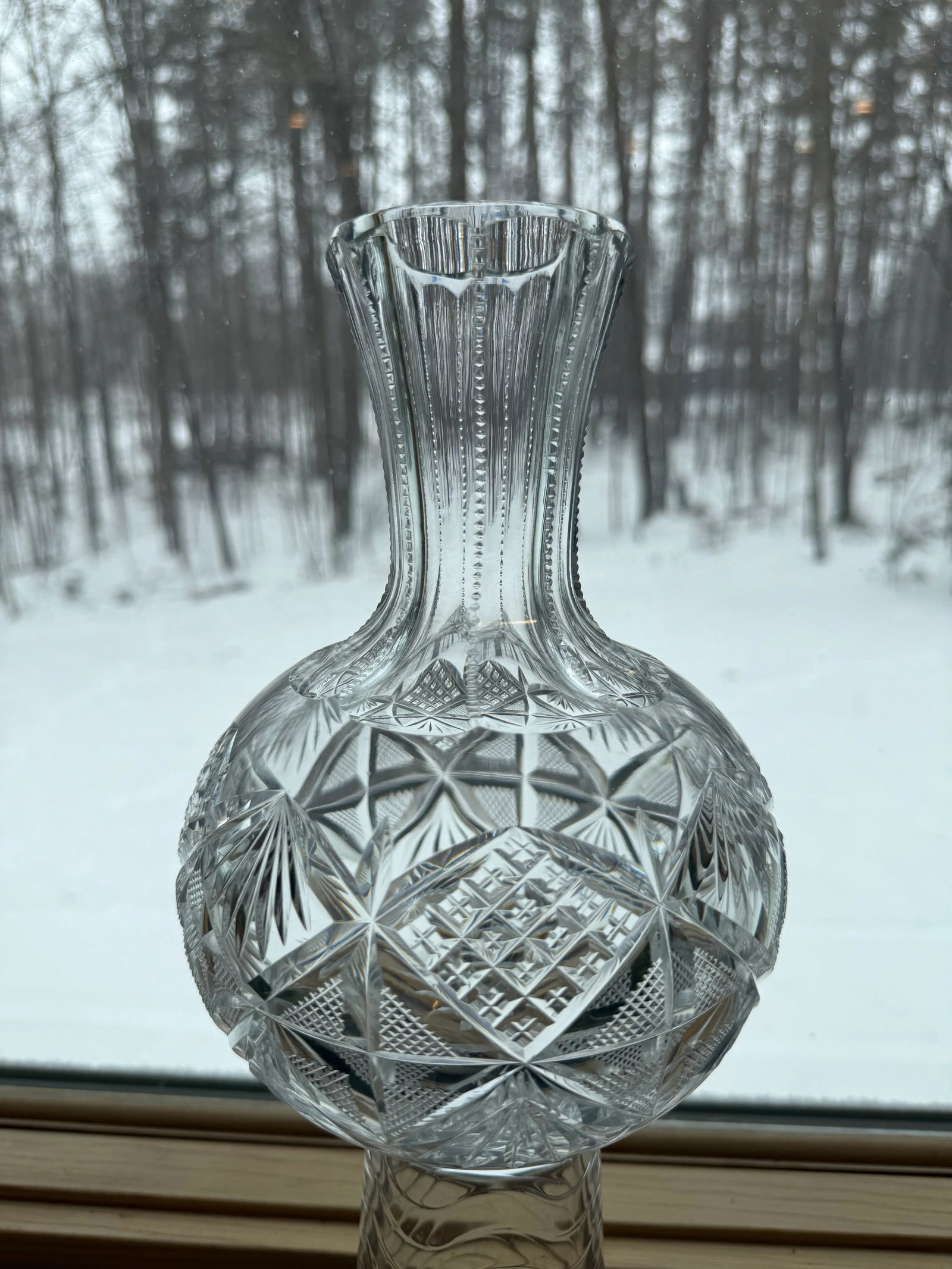 Circa 1899 Bergen Glass "Beverley' American Brilliant Period Cut Crystal Carafe and Tumblers Set - 6