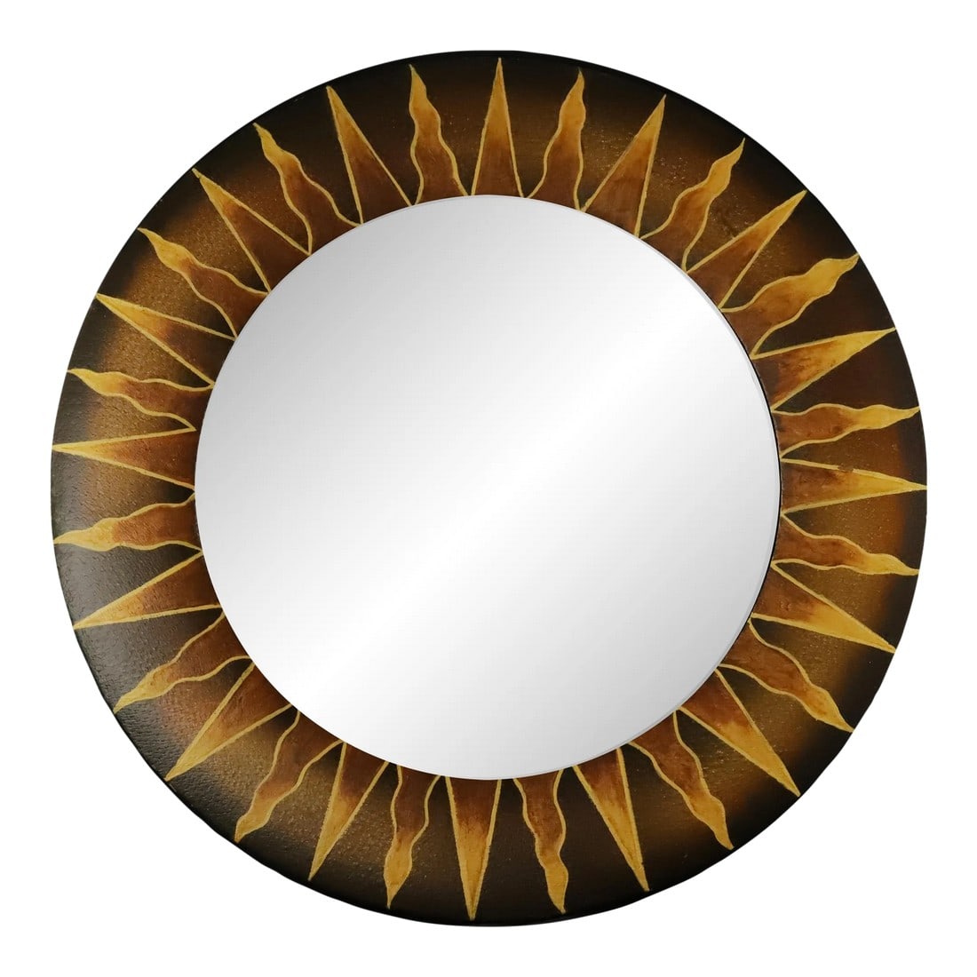 Circular Faux Leather Wooden Mirror Frame (1 of 7)