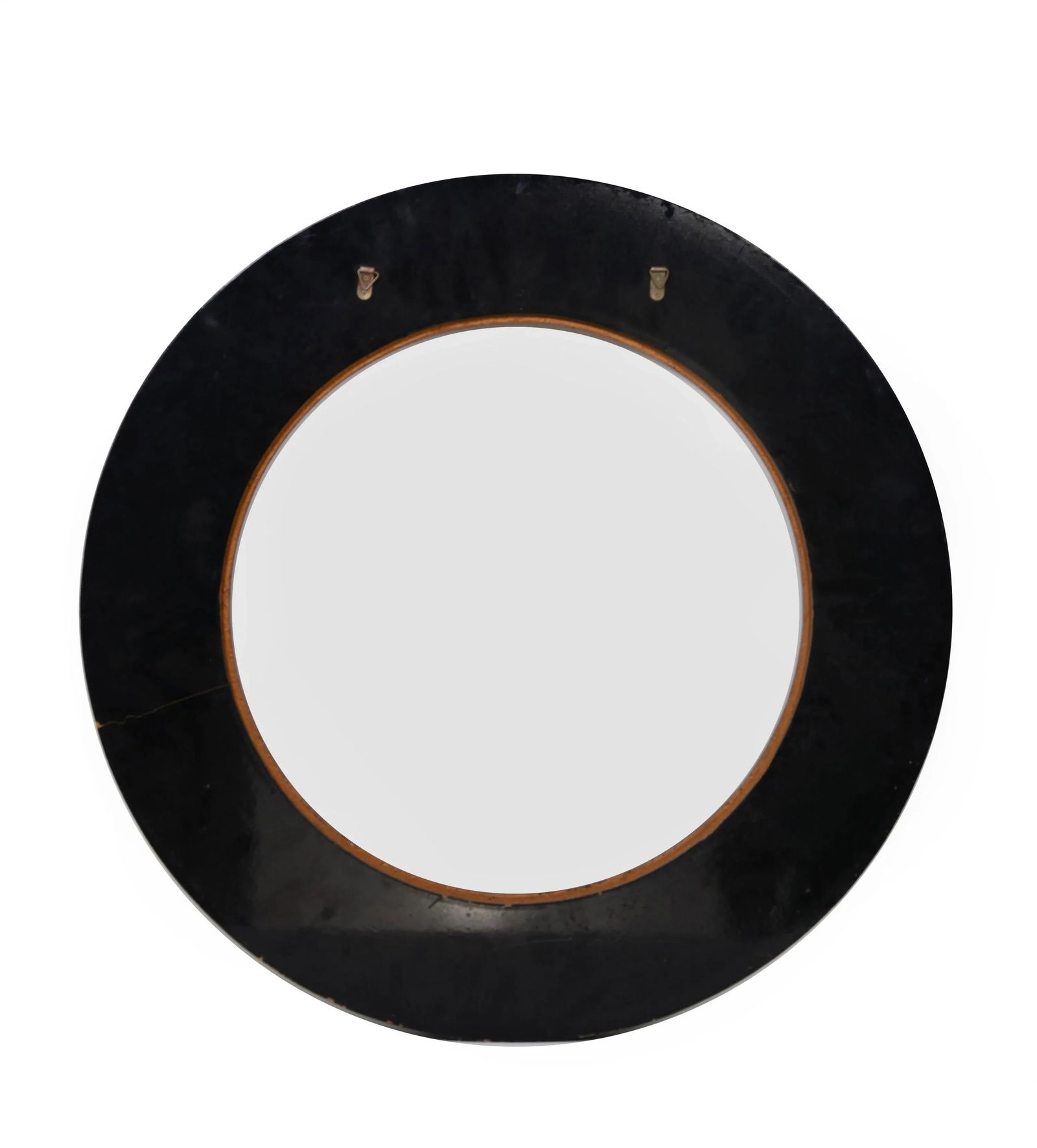 Circular Faux Leather Wooden Mirror Frame - 2