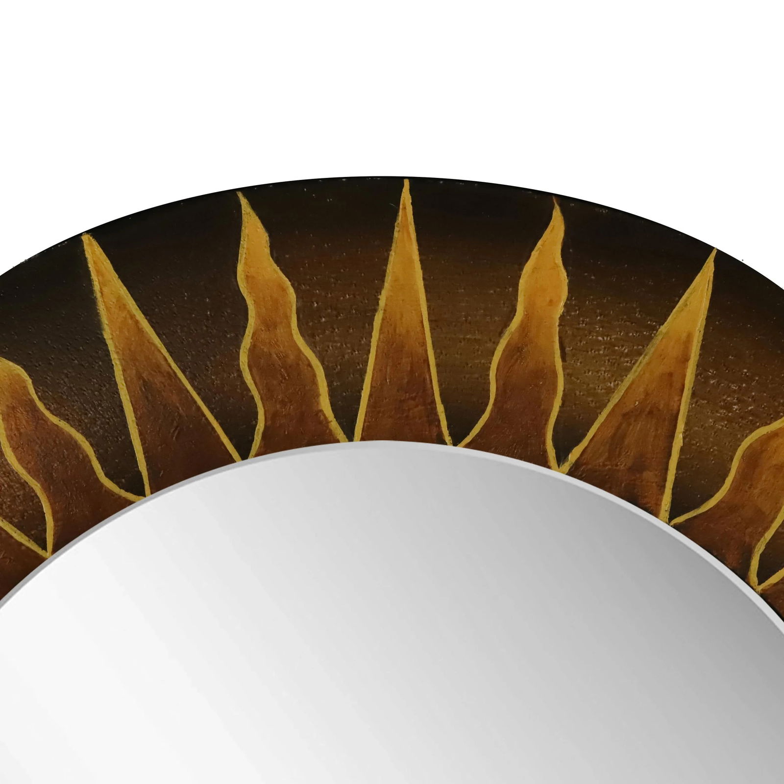 Circular Faux Leather Wooden Mirror Frame - 4