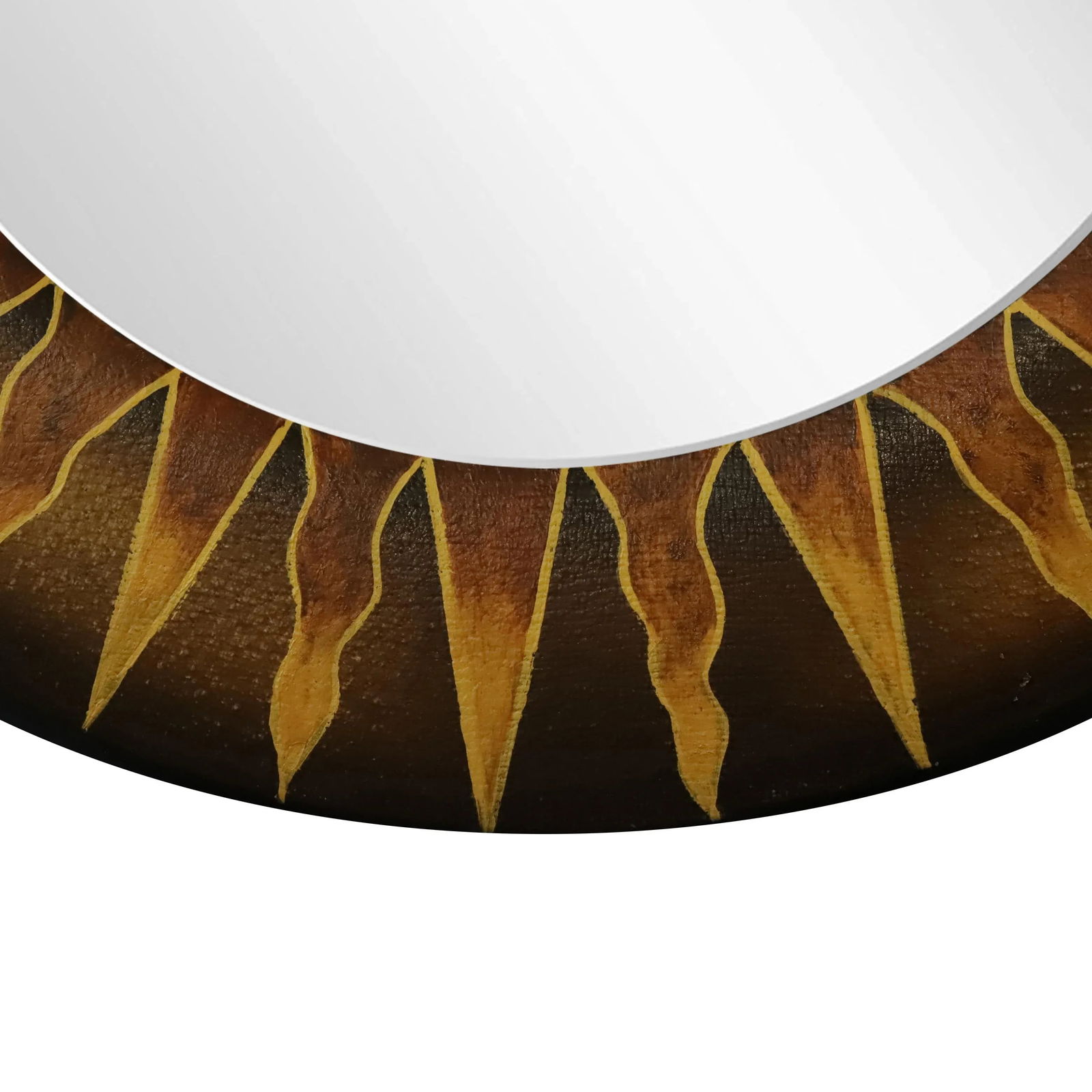 Circular Faux Leather Wooden Mirror Frame - 6