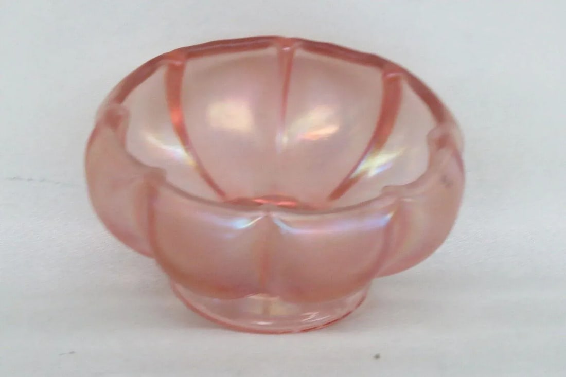 Fenton 75th Anniversary Pink Velva Rose Iridescent Glass Footed Melon Bowl - 2
