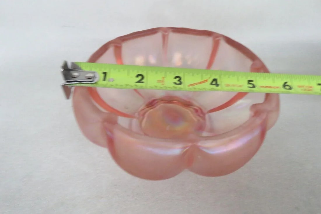 Fenton 75th Anniversary Pink Velva Rose Iridescent Glass Footed Melon Bowl - 4