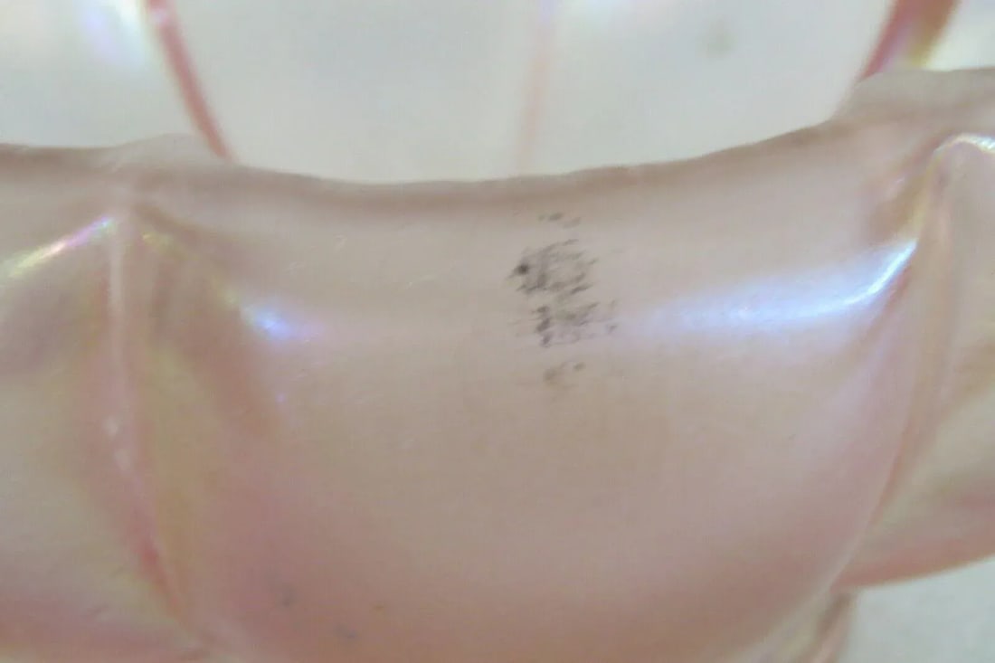 Fenton 75th Anniversary Pink Velva Rose Iridescent Glass Footed Melon Bowl - 5