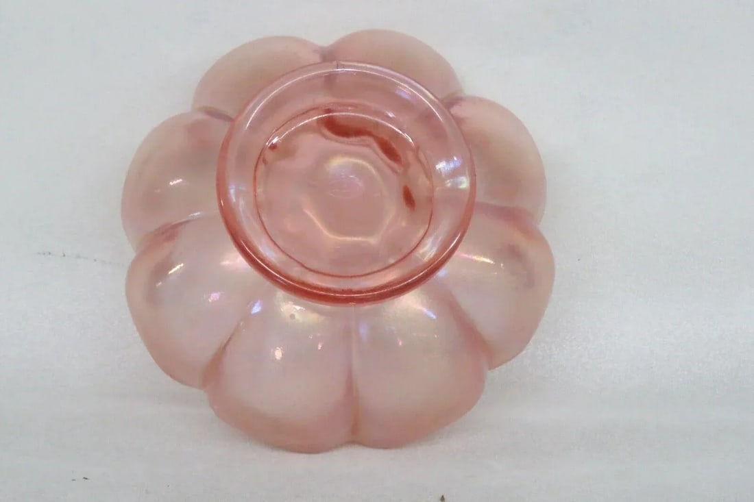 Fenton 75th Anniversary Pink Velva Rose Iridescent Glass Footed Melon Bowl - 7