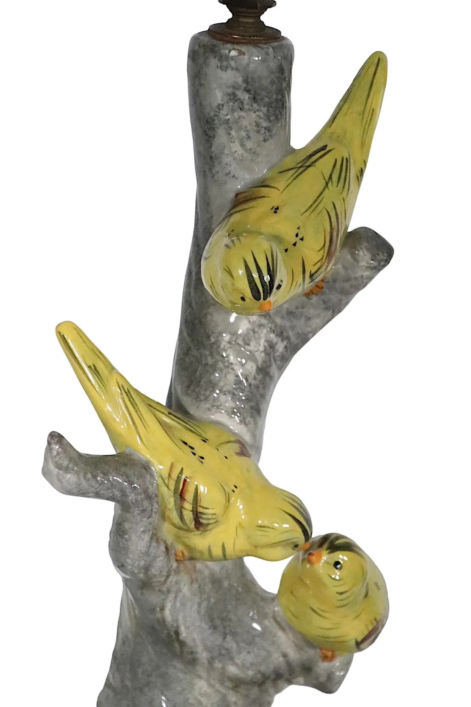 Ceramic Table Lamp With Finches Perched a Tree Possibly Haeger Pottery C 1950's - 10