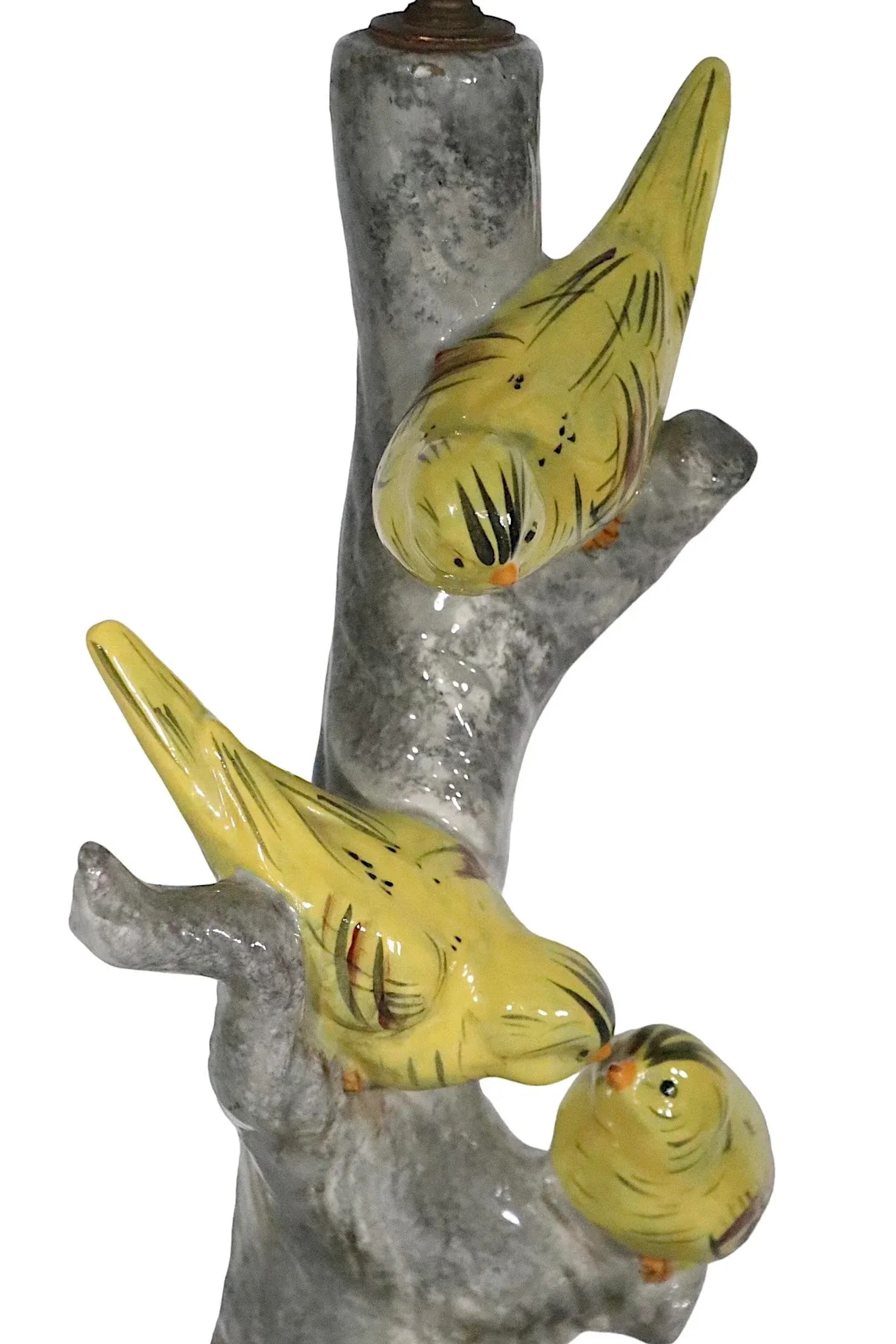 Ceramic Table Lamp With Finches Perched a Tree Possibly Haeger Pottery C 1950's - 11