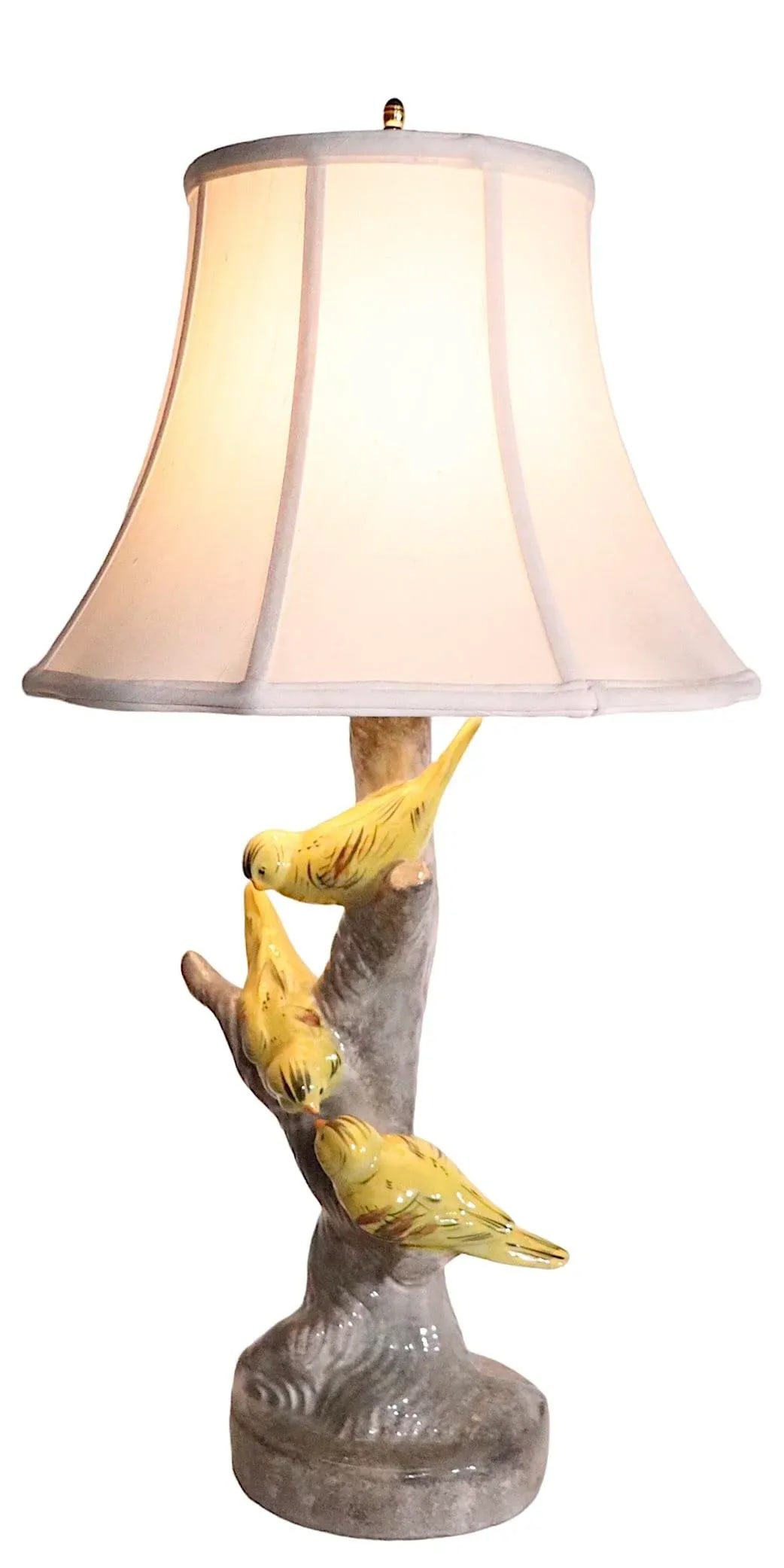 Ceramic Table Lamp With Finches Perched a Tree Possibly Haeger Pottery C 1950's - 13