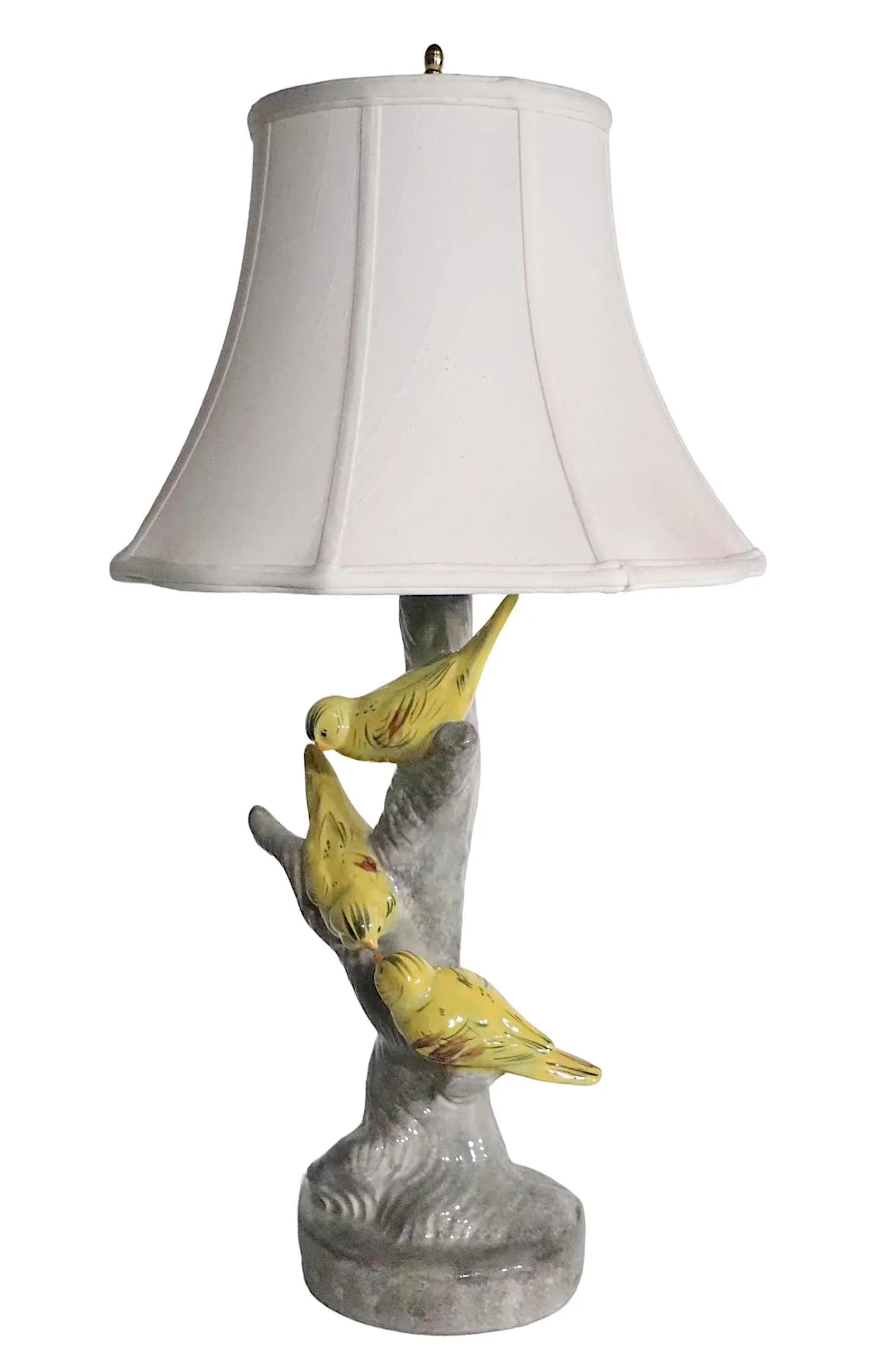 Ceramic Table Lamp With Finches Perched a Tree Possibly Haeger Pottery C 1950's - 6