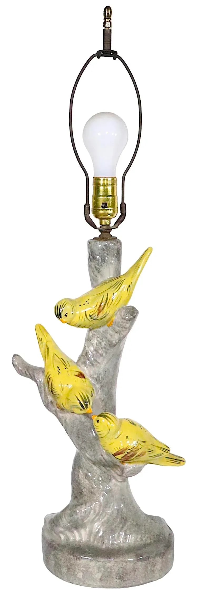 Ceramic Table Lamp With Finches Perched a Tree Possibly Haeger Pottery C 1950's - 7