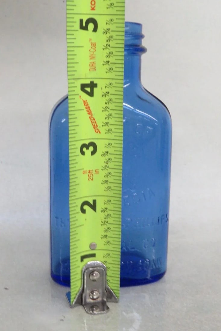 Chas H Phillips Chemical Co Milk of Magnesia Blue Glass Bottle - 4