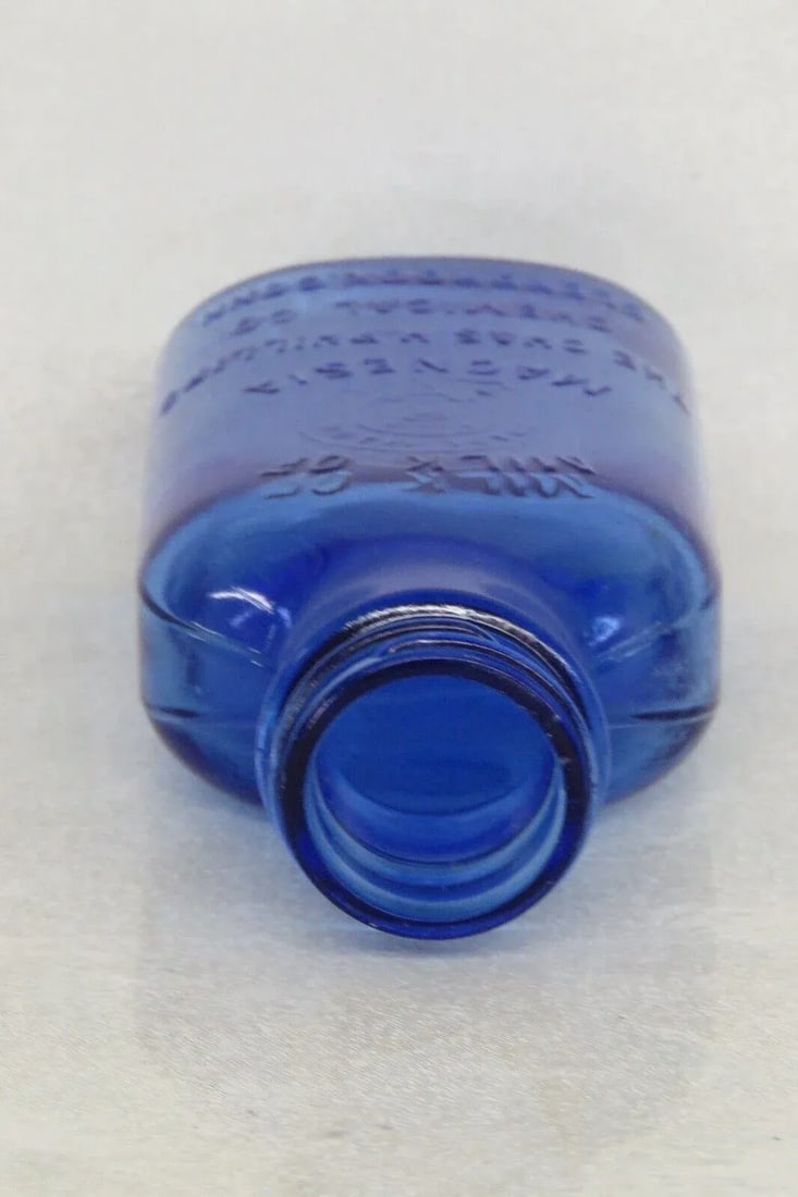 Chas H Phillips Chemical Co Milk of Magnesia Blue Glass Bottle - 7