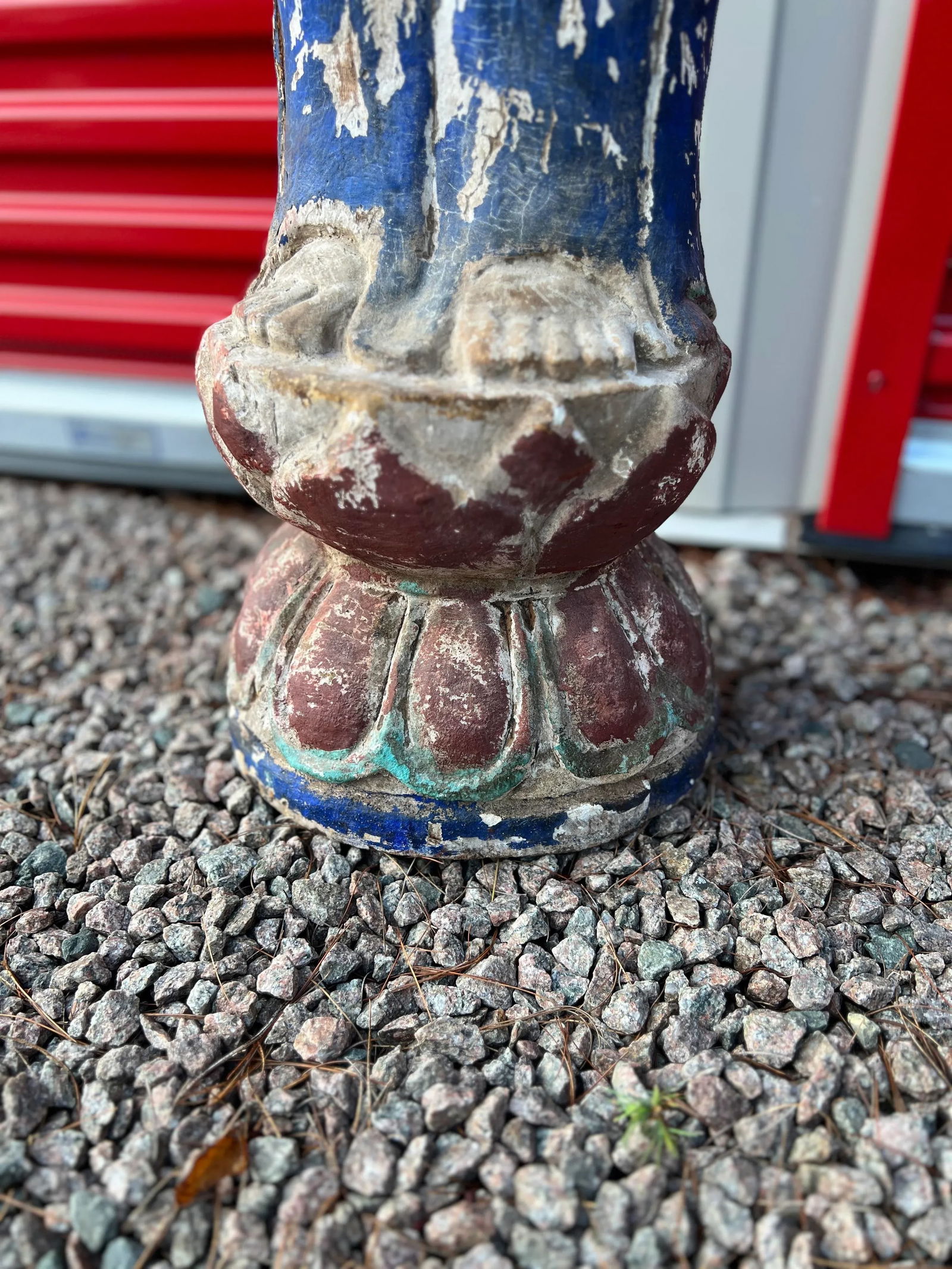 Antique Chinese Polychrome Decorated & Carved Wood Buddha - 5