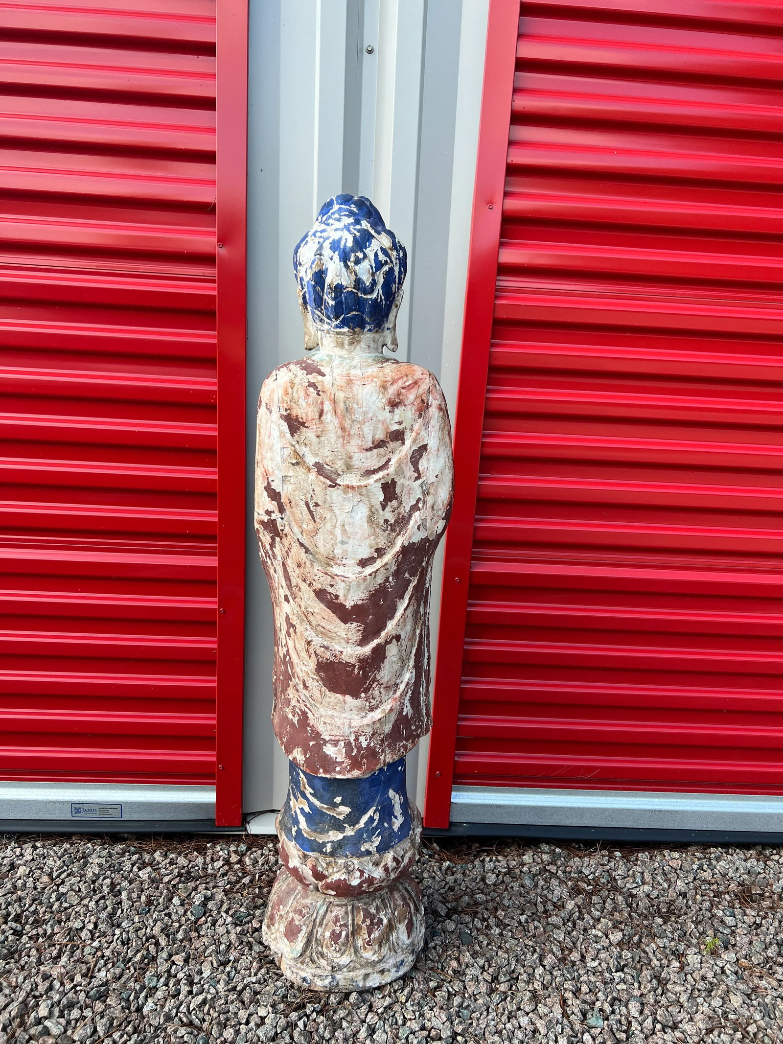 Antique Chinese Polychrome Decorated & Carved Wood Buddha - 7