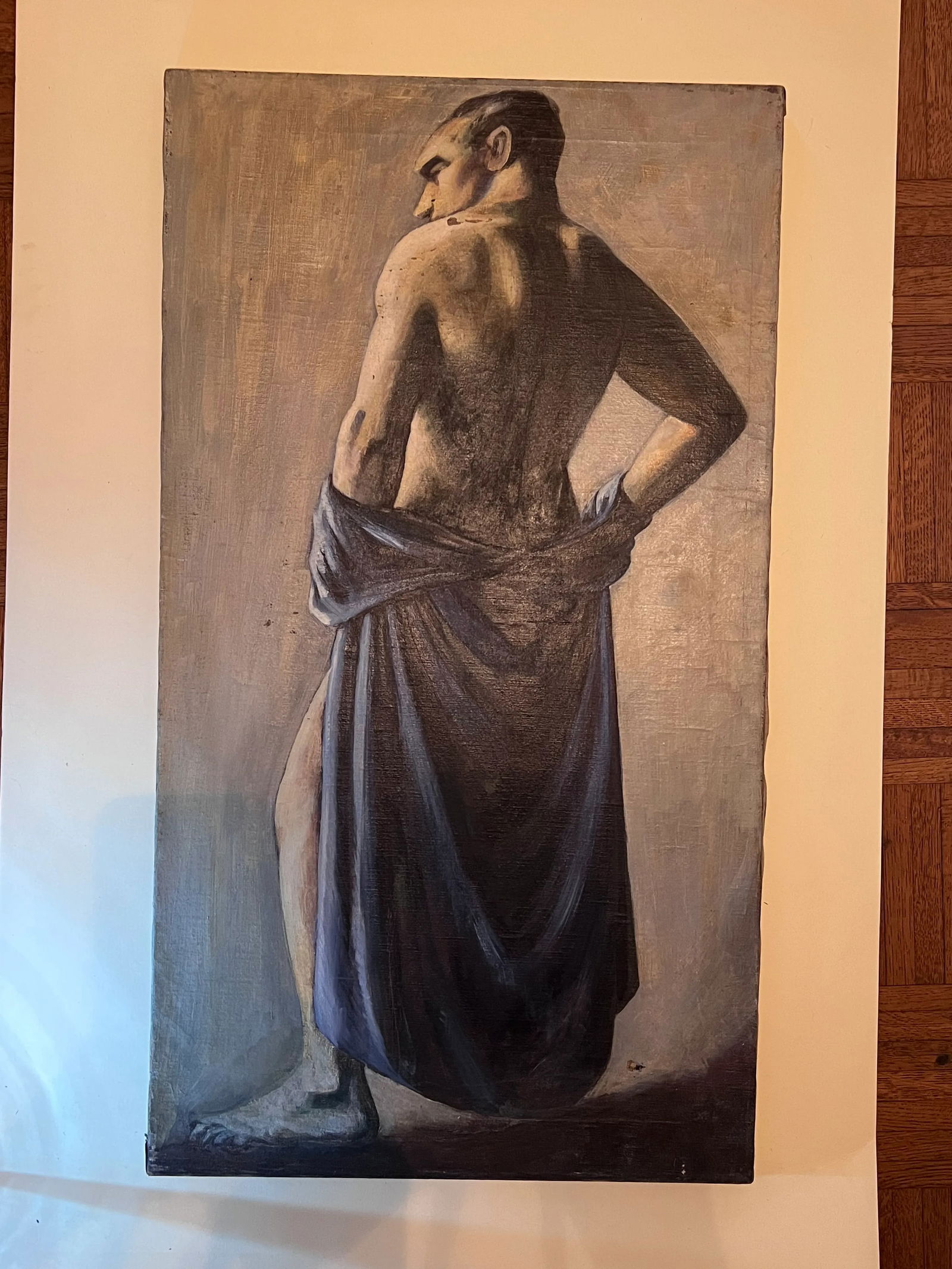 Male Figure Study, Painting by Tony Trezza, Circa 1940s - 7
