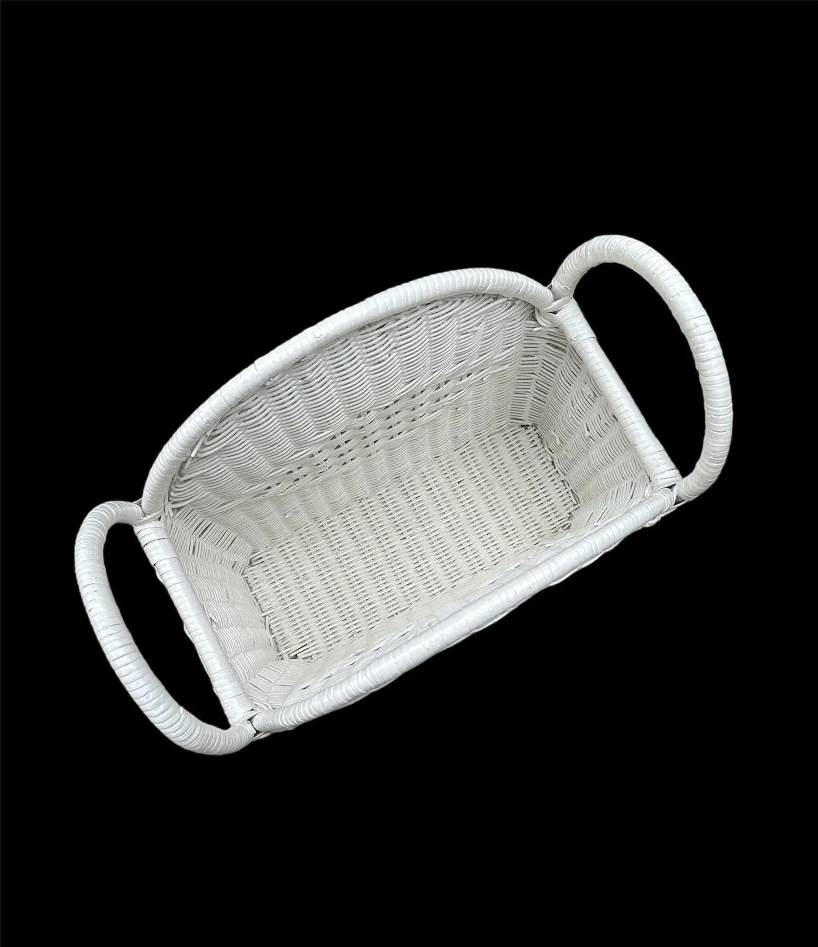 1970s Wicker White Magazine Holder Rack - 3