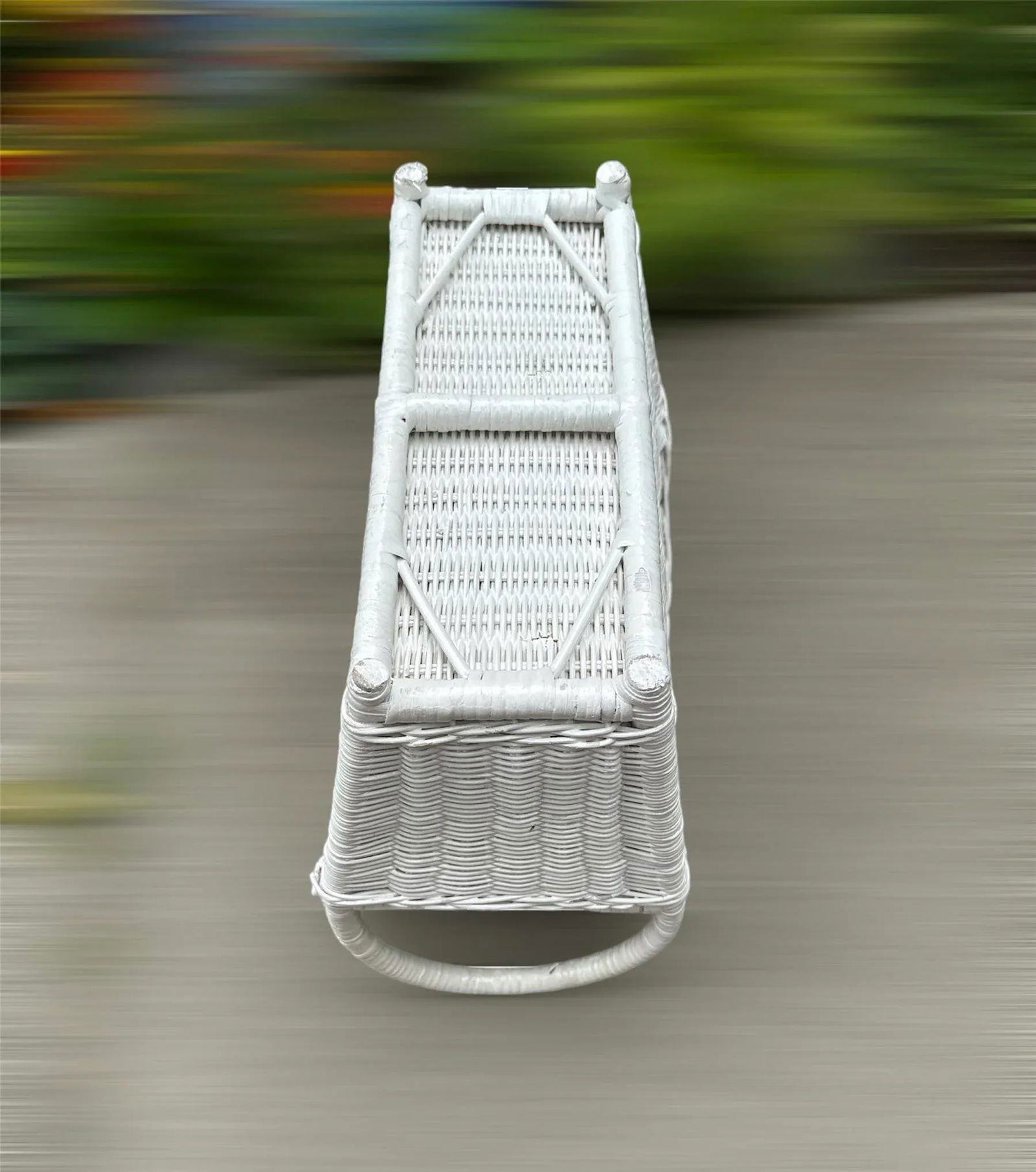 1970s Wicker White Magazine Holder Rack - 4