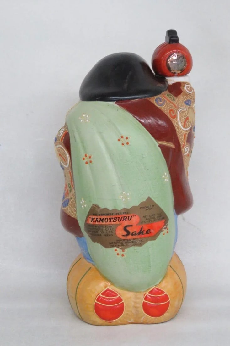 Japanese Porcelain Moriage Daikuko Kamotsuru Sake Bottle Decanter - 2