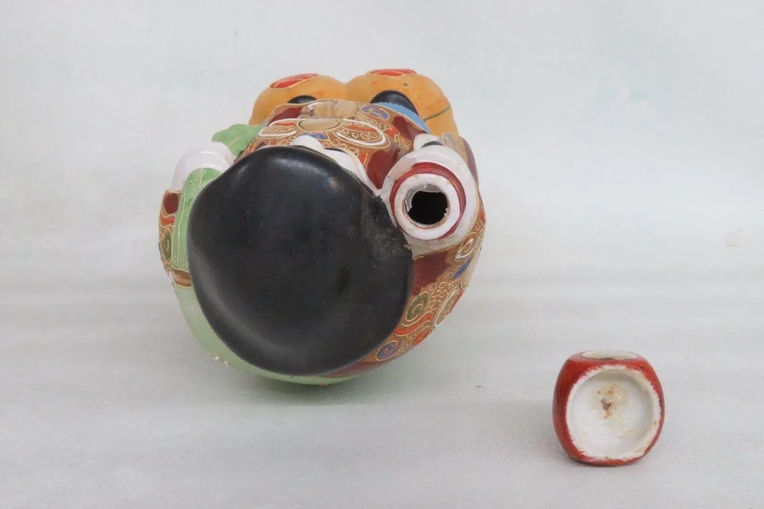 Japanese Porcelain Moriage Daikuko Kamotsuru Sake Bottle Decanter - 8