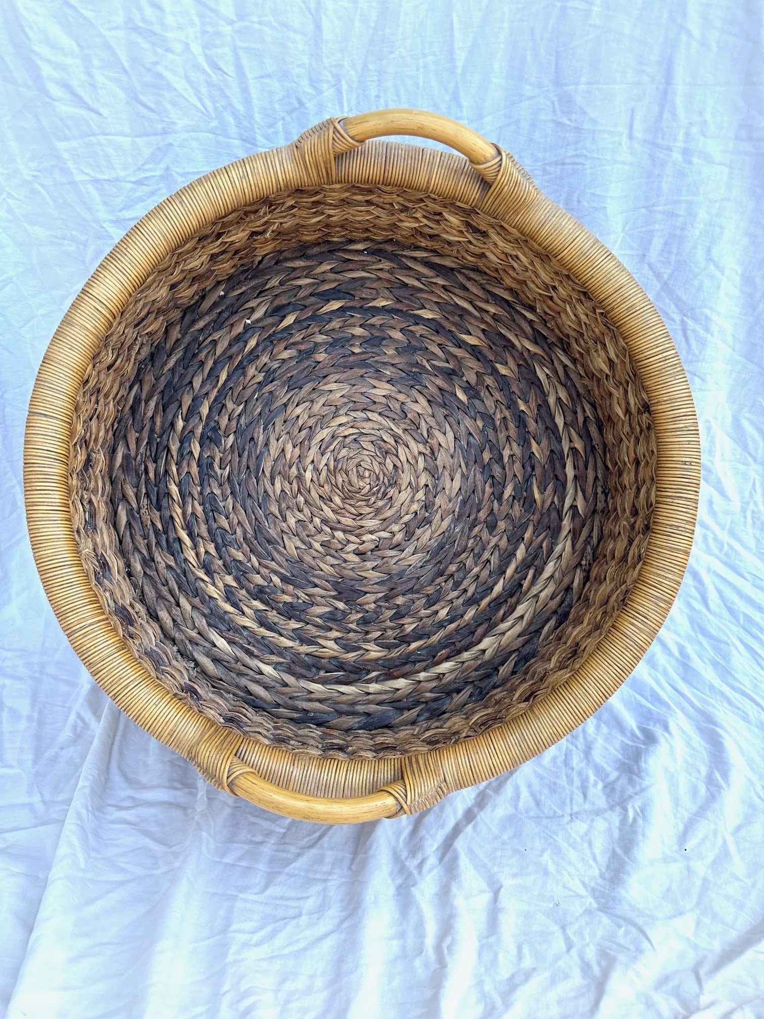 Large Handwoven Bamboo/Banana Leaf Storage Basket W/Handles - 2