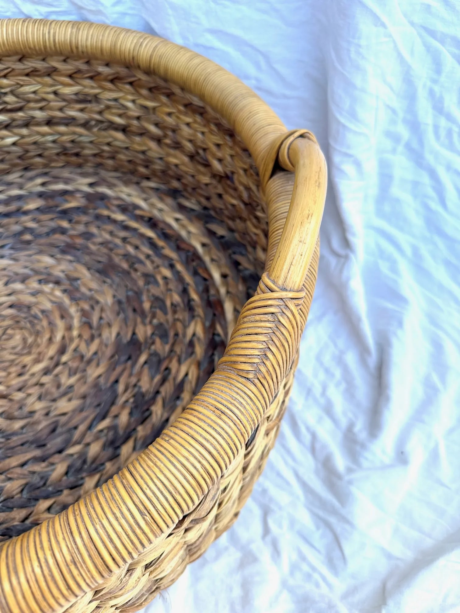 Large Handwoven Bamboo/Banana Leaf Storage Basket W/Handles - 5