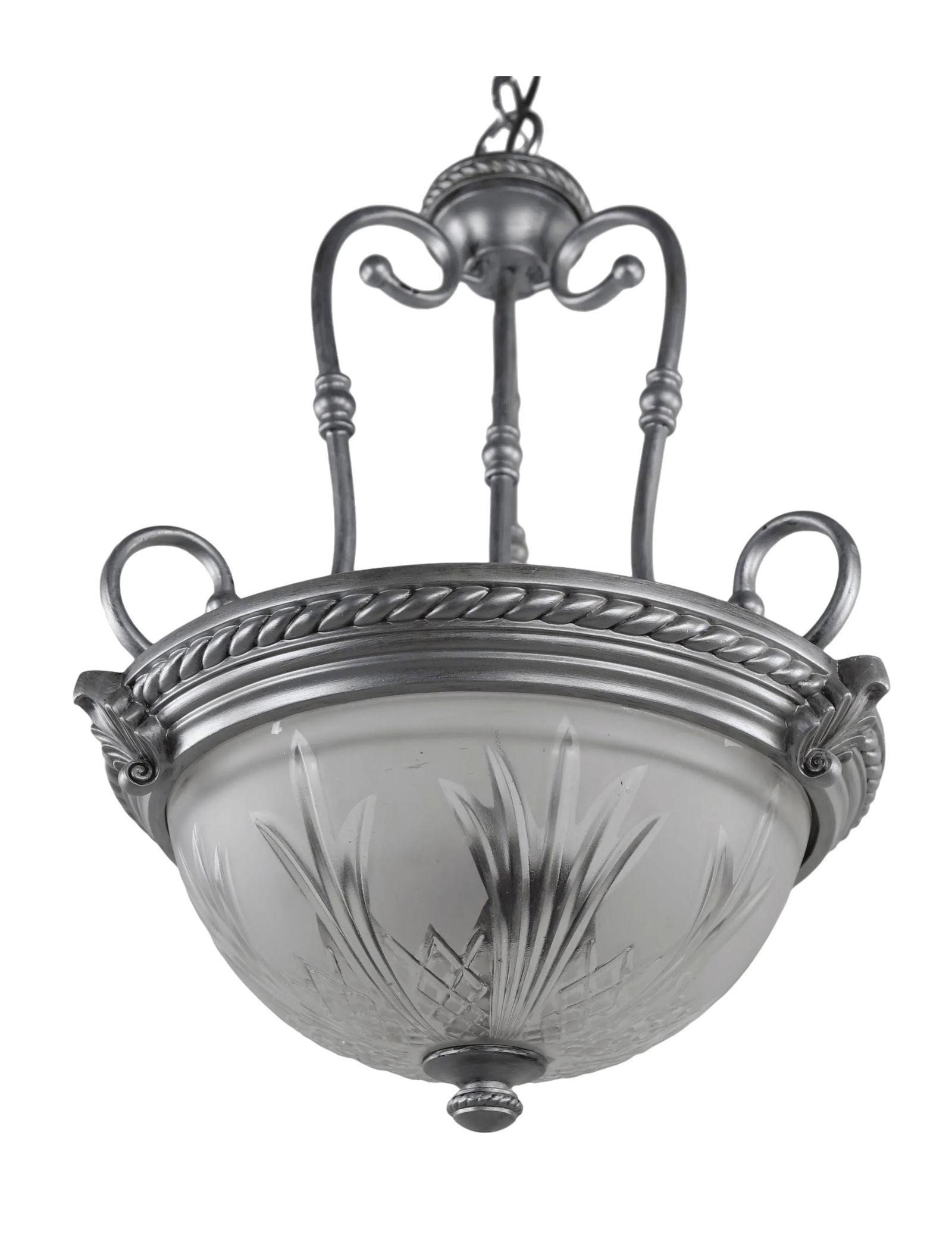 Silver Three-Light Chandelier, - 4