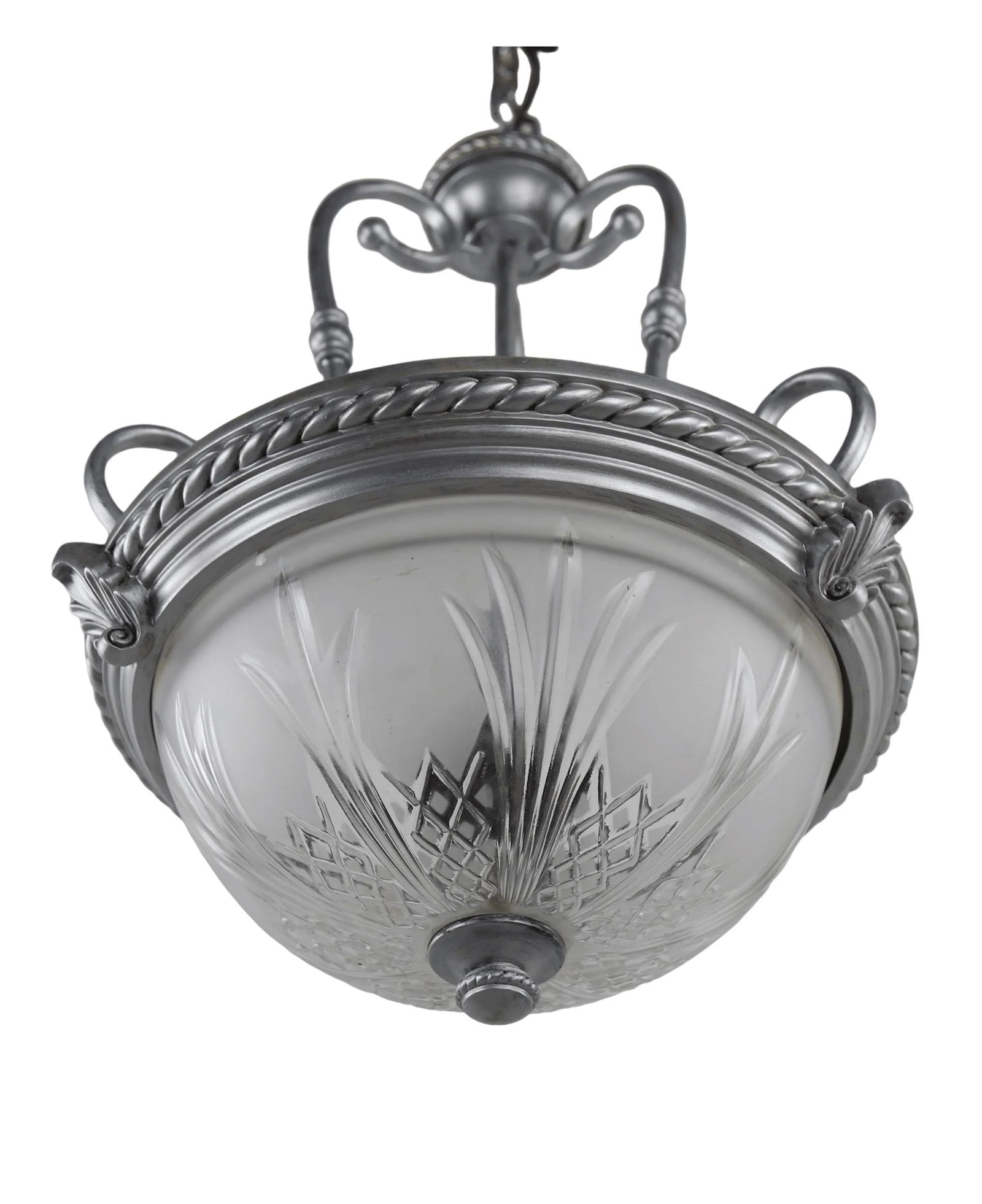 Silver Three-Light Chandelier, - 5