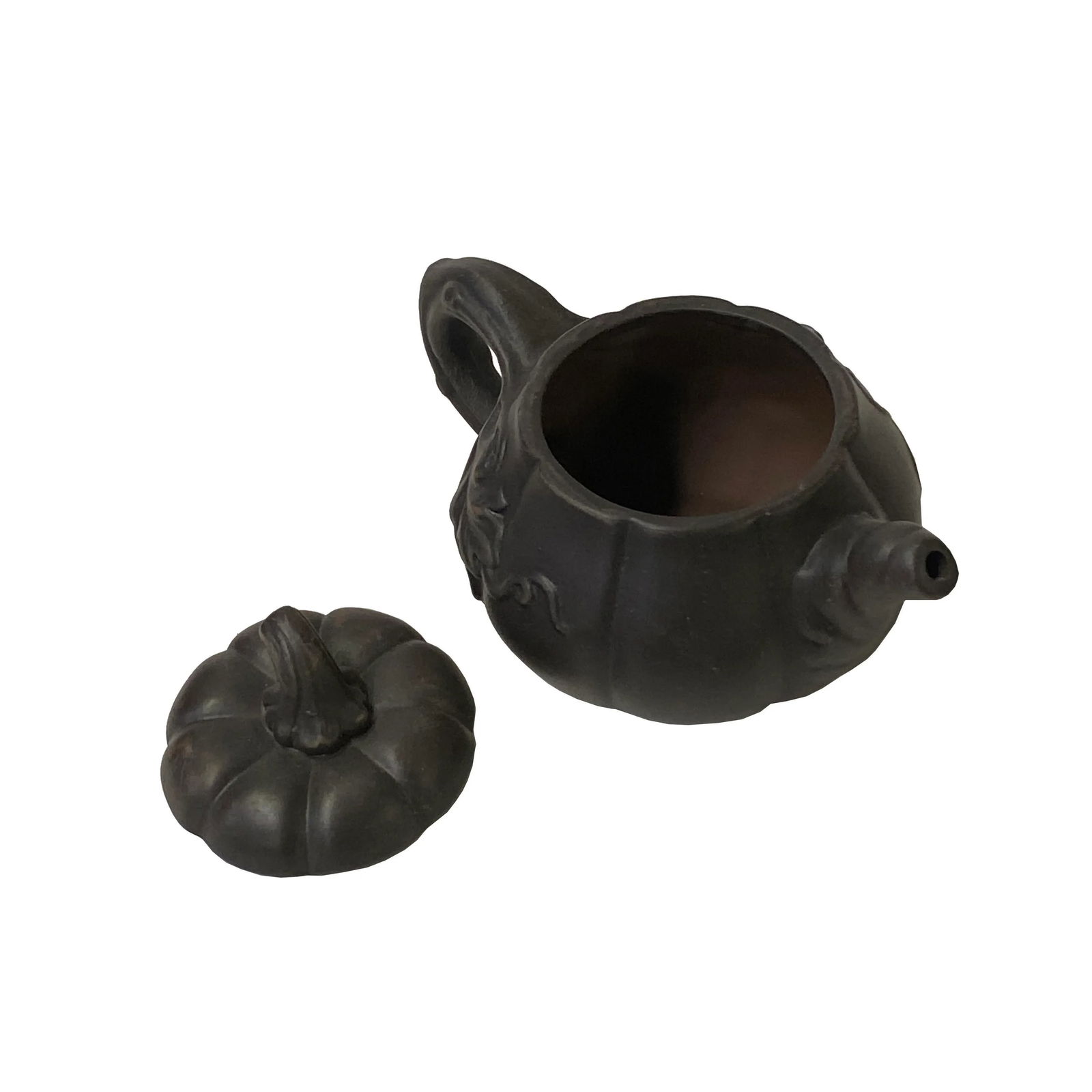Chinese Brown Yixing Zisha Clay Teapot W Pumpkin Lid Accent - 4